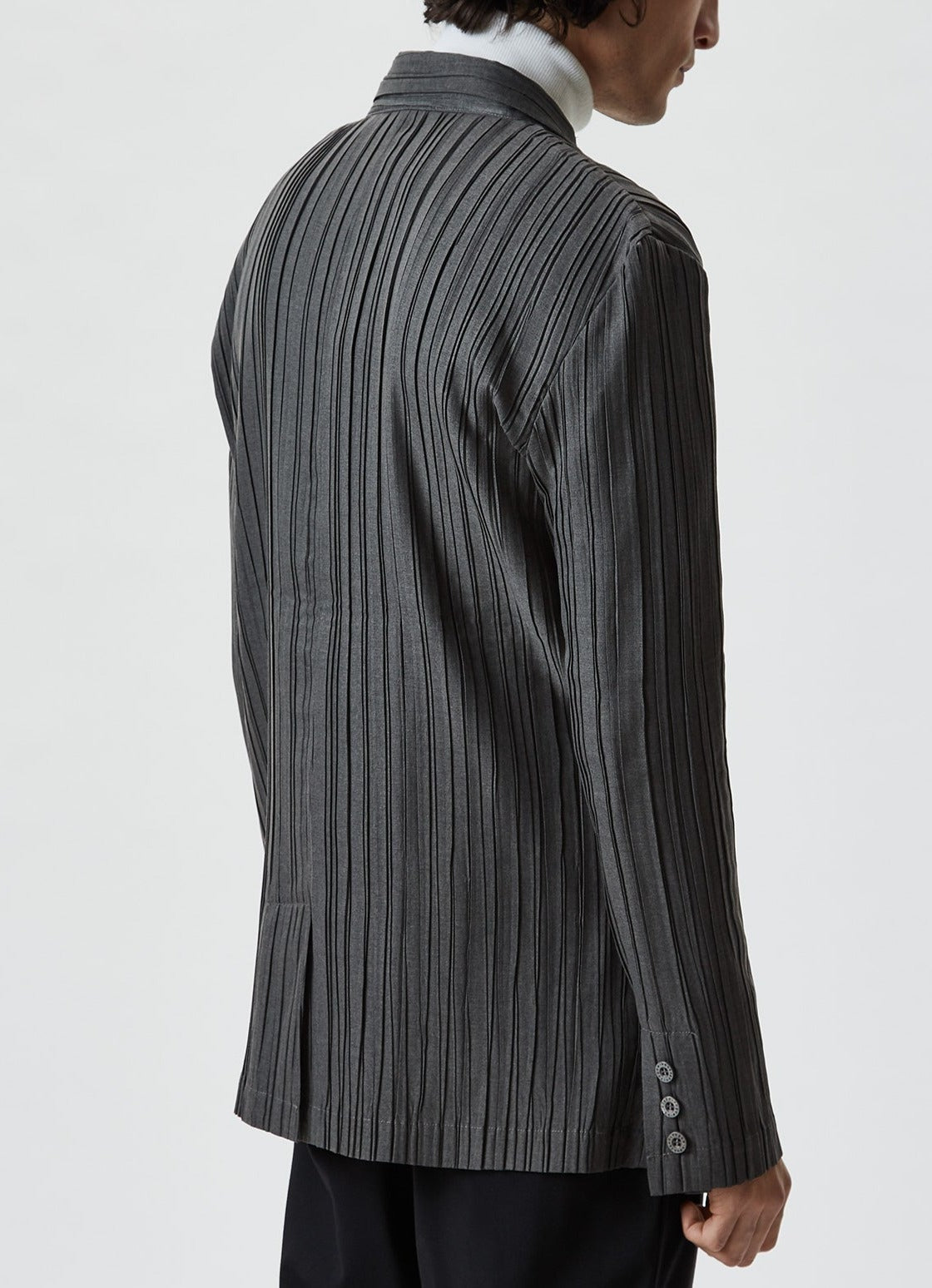 Grey Pleated Crinkle Overshirt