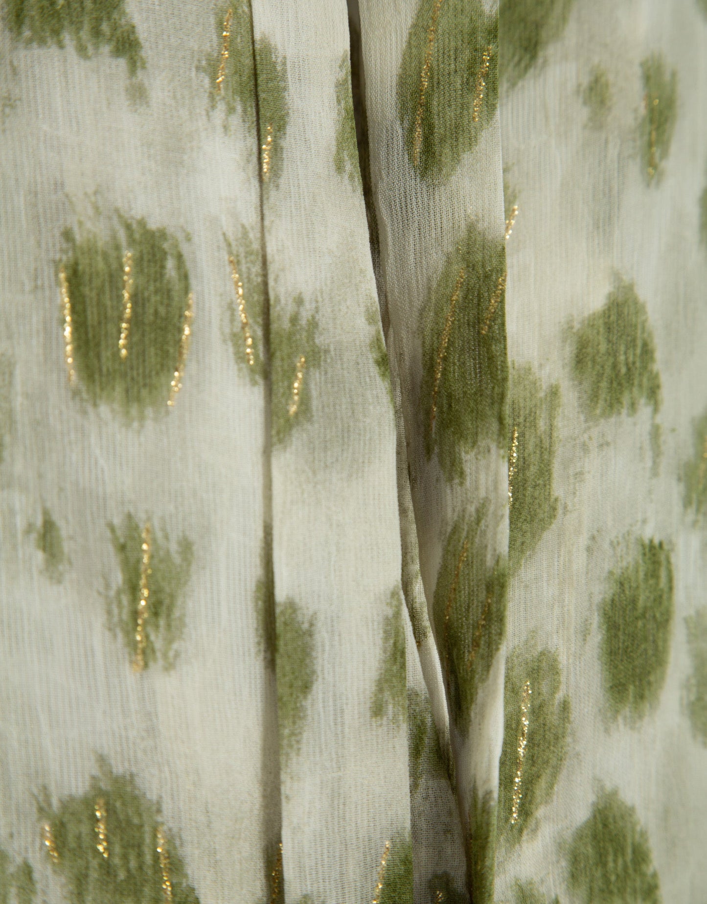 Blouse With Ruffles And Green Spotted Print
