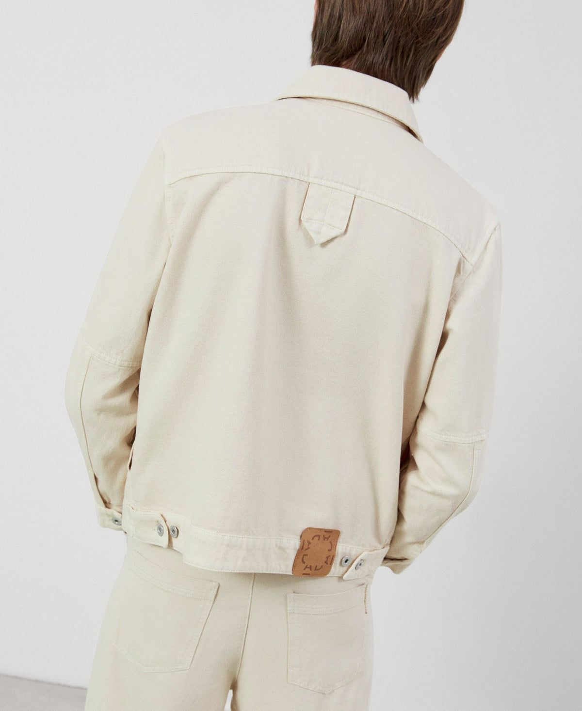Sand Cotton Canvas Trucker Jacket