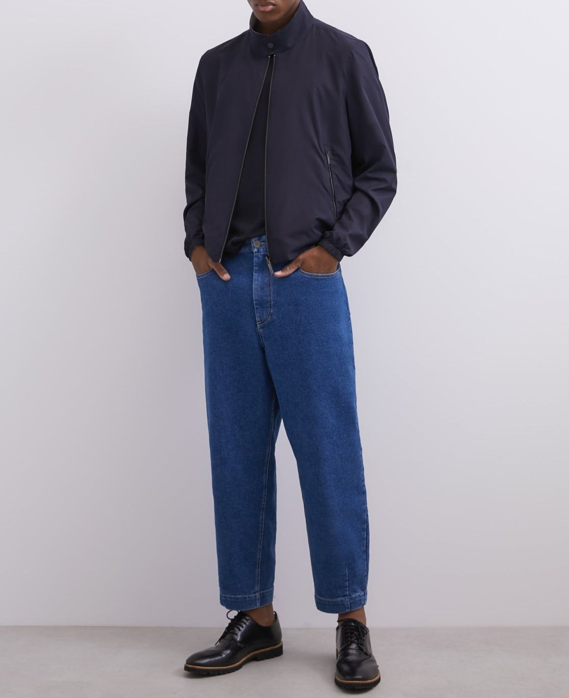 Blue/White Reversible Jacket With Mandarin Collar