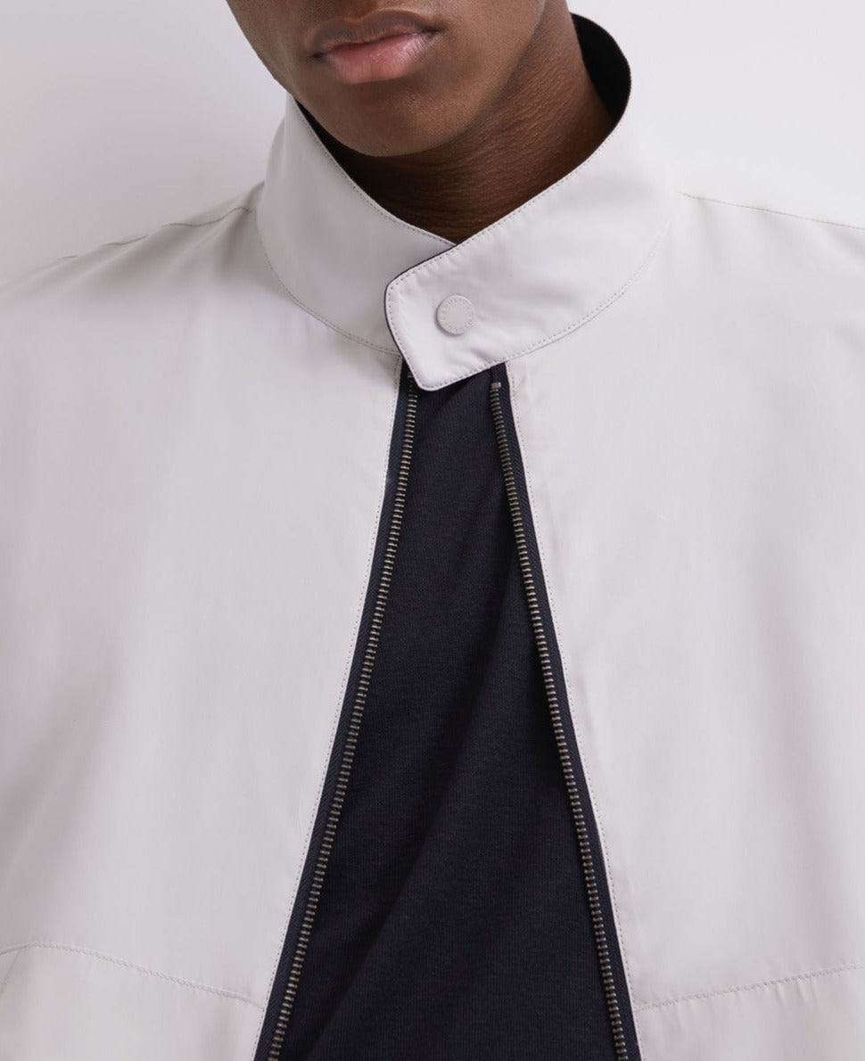 Blue/White Reversible Jacket With Mandarin Collar