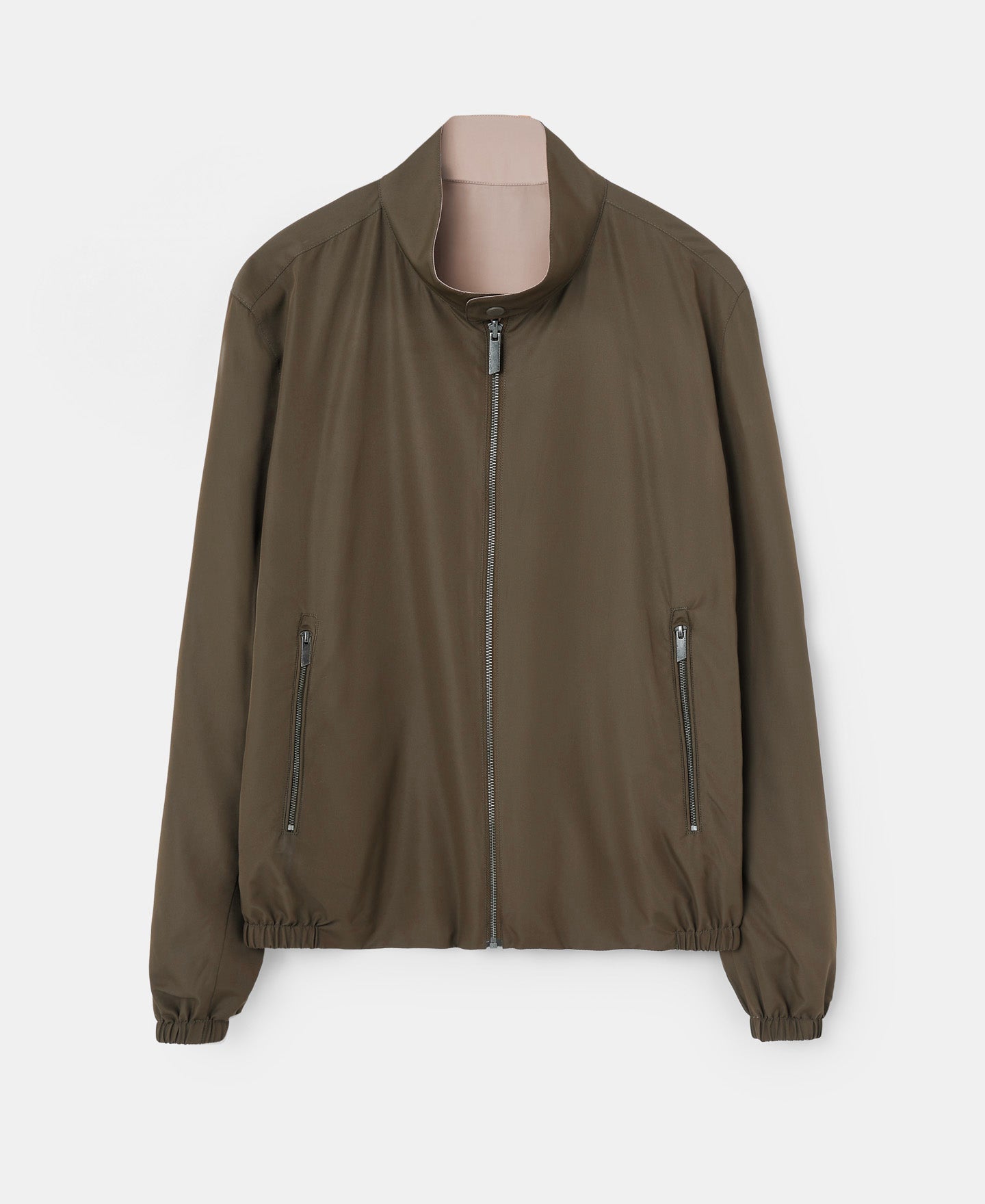 Camel Reversible Jacket With Mandarin Collar