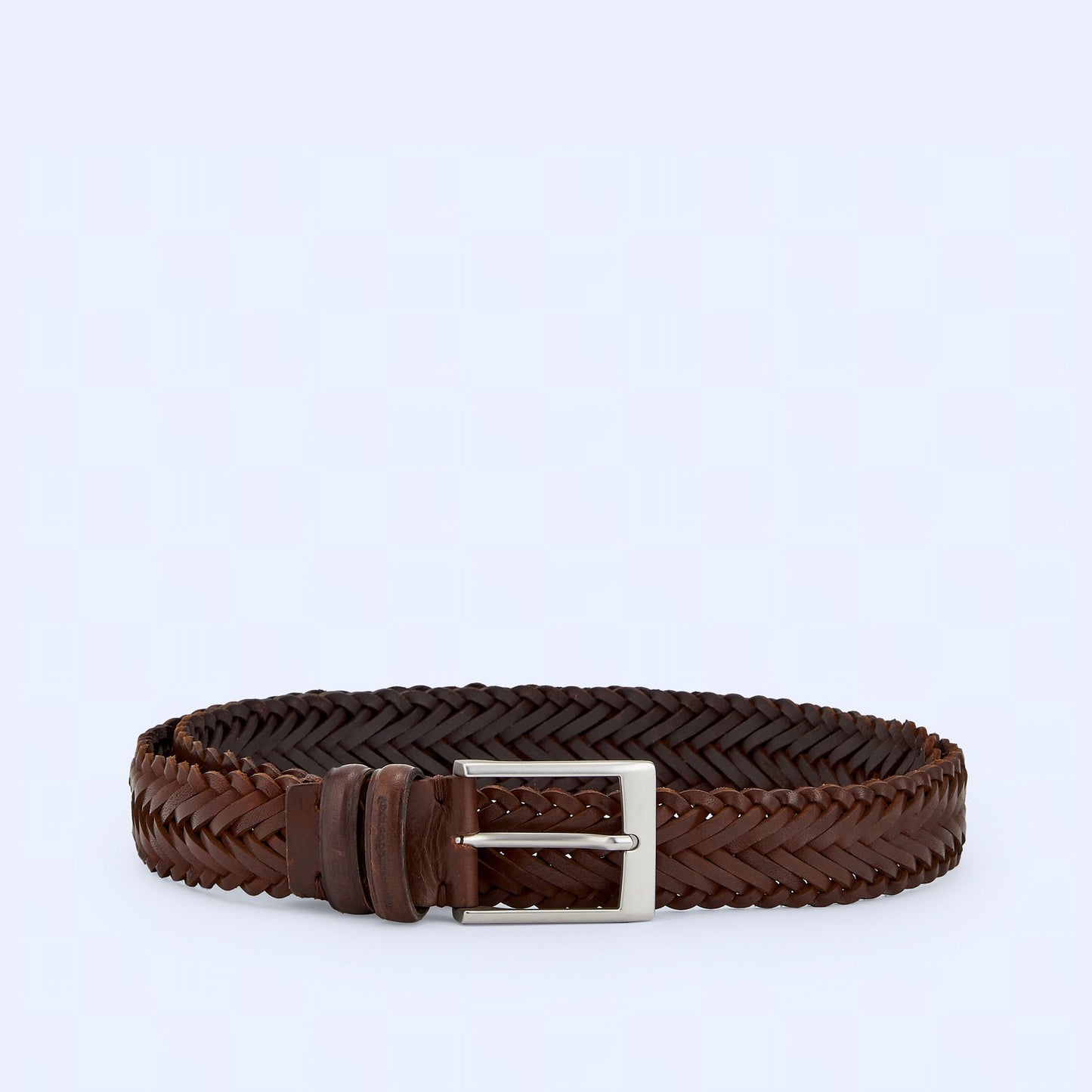 Braided Leather Belt - Rich Brown