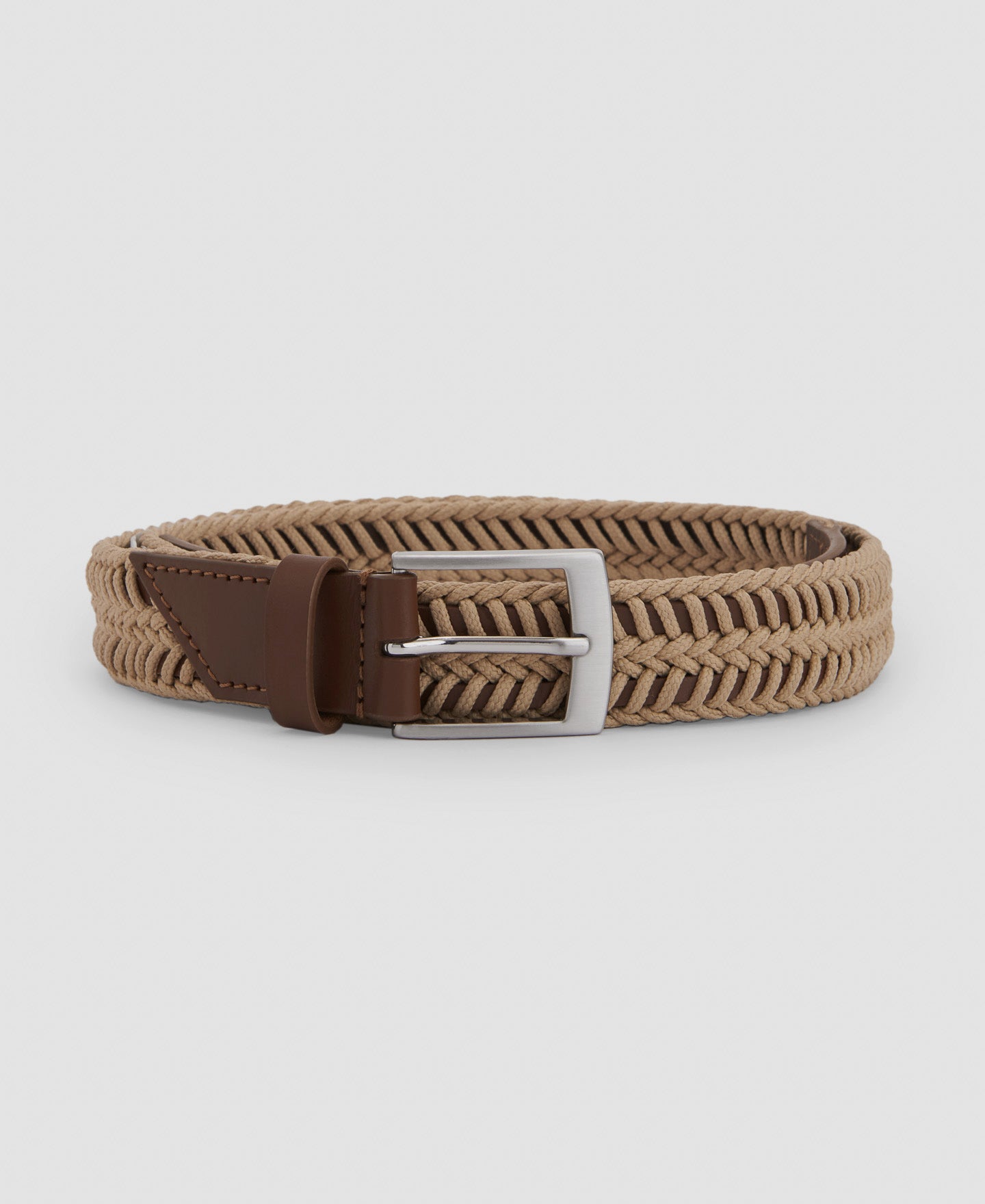 Tobacco Leather Belt With Rope Details