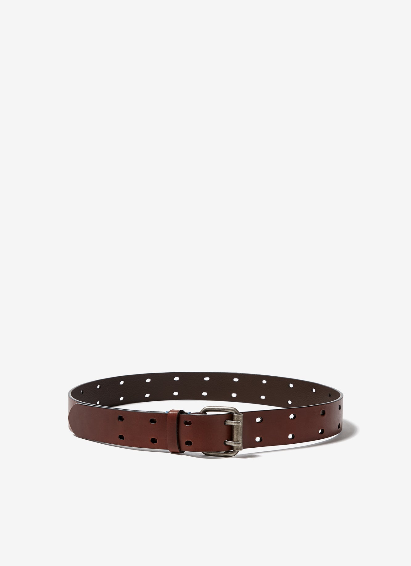 Brown Leather Belt With Double Pin Buckle