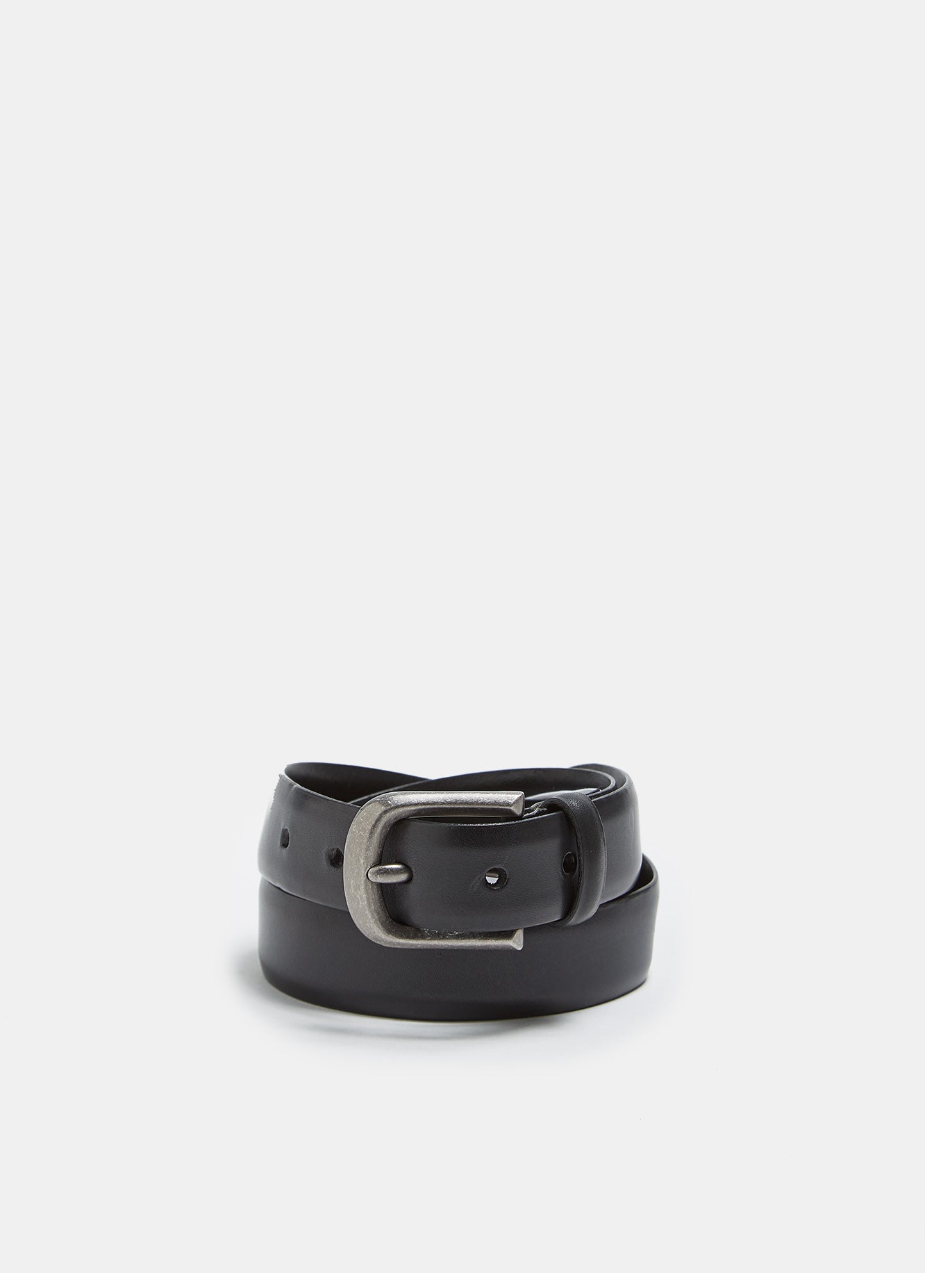Black Classic Leather Belt With Metal Buckle