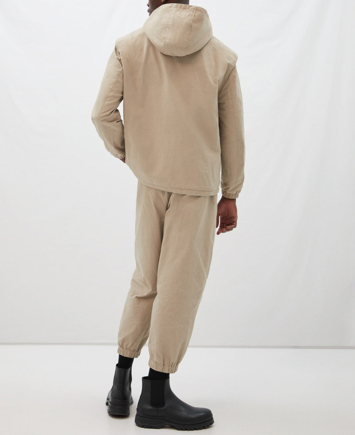 Stone Nylon Twill Hooded Kangaroo