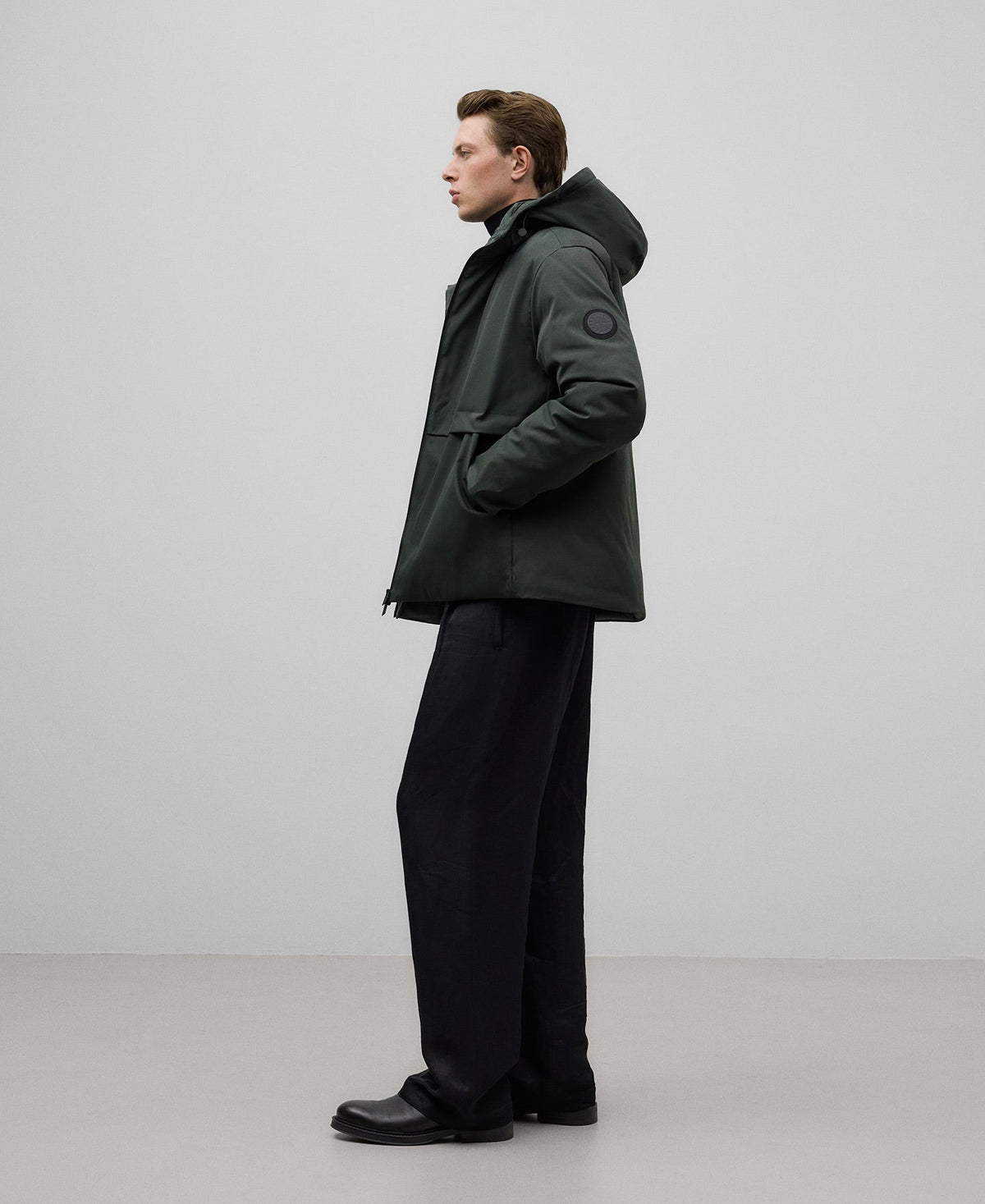 Recycled polyester jacket man in green/grey