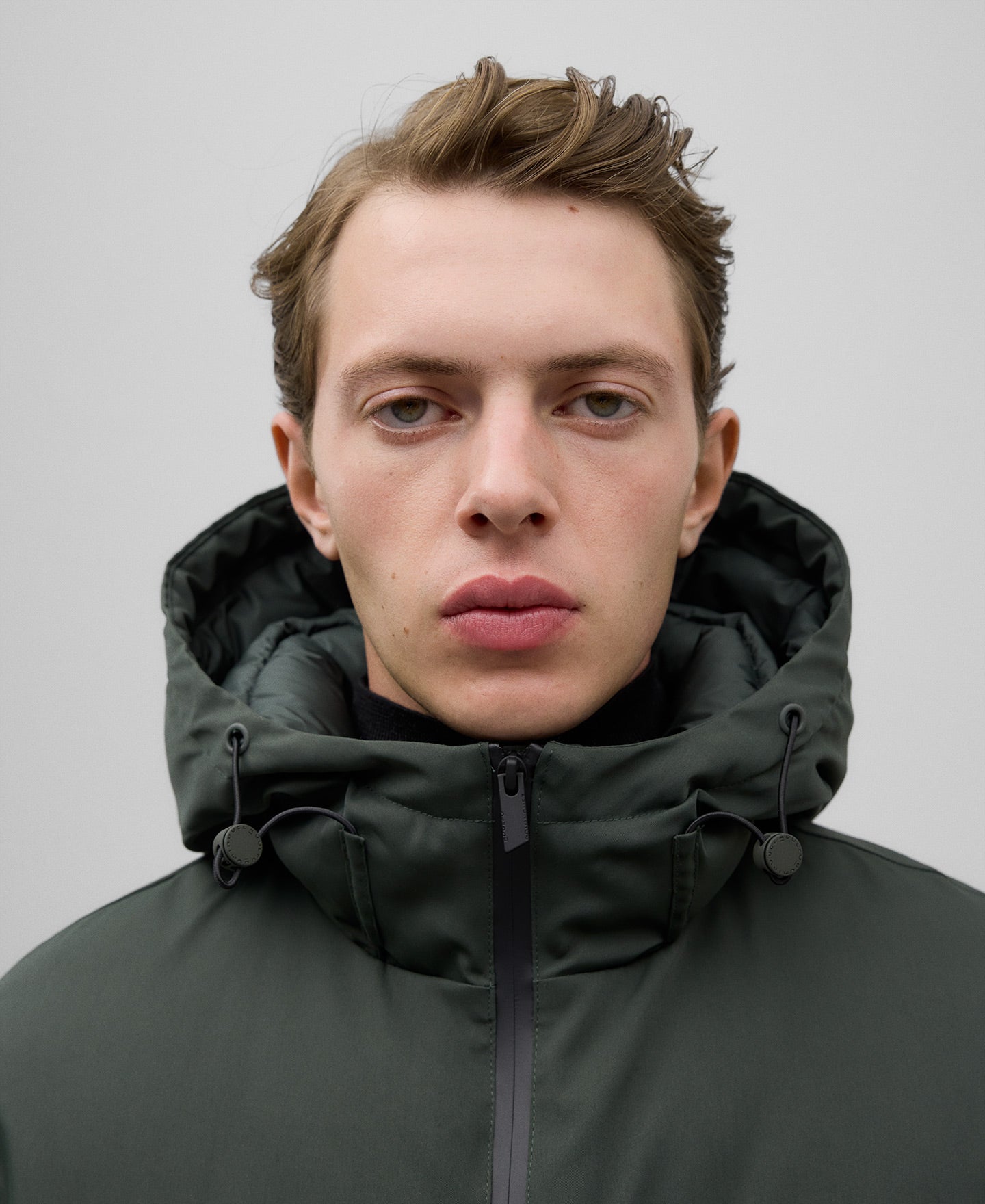 Recycled polyester jacket man in green/grey