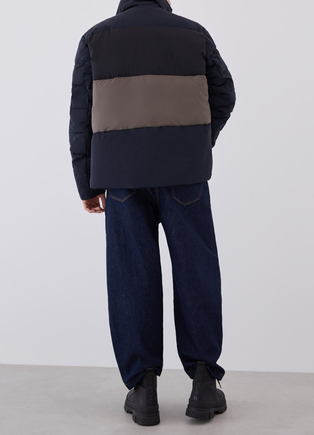 Blue/Grey Tricolour Nylon Padded Parka