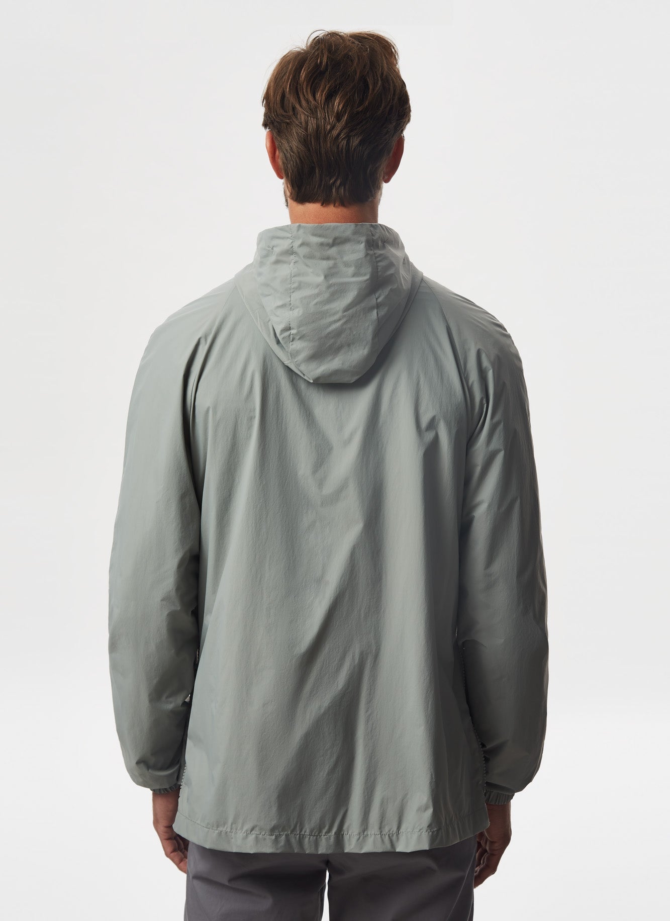 Grey Hooded Parka With Side Zipper