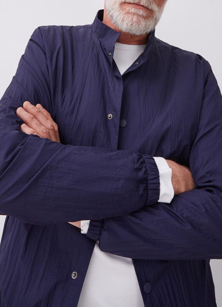 Blue Mallard Nylon Jacket With Raised Collar
