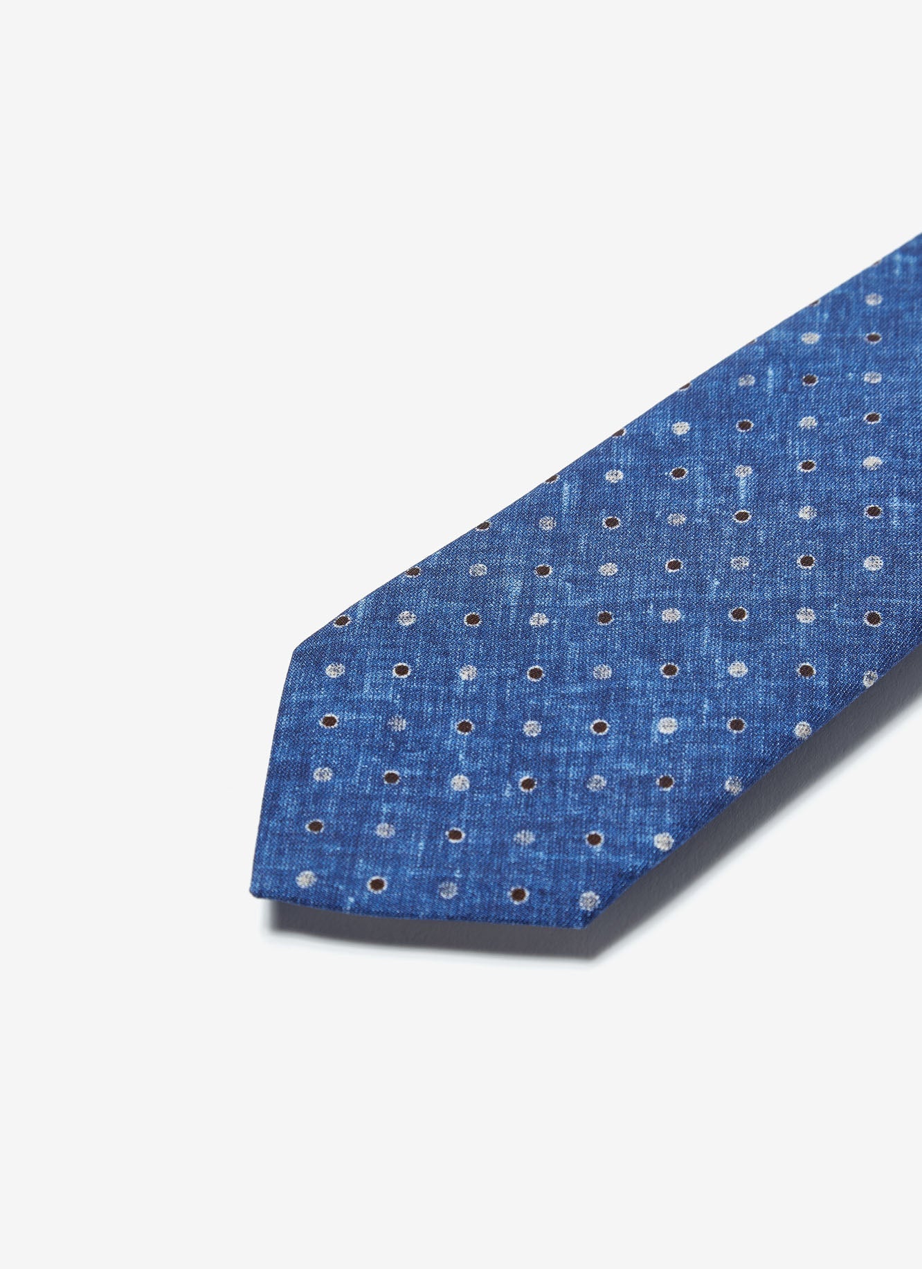 Blue Denim Tie With Polka Dot