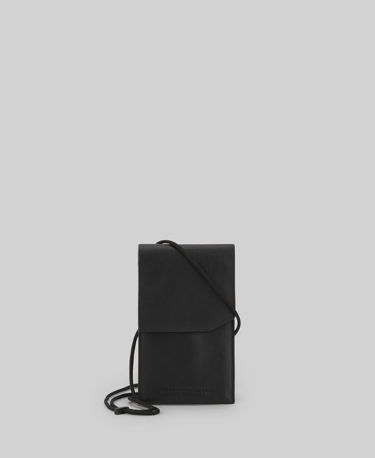 Leather mobile phone holder man in black