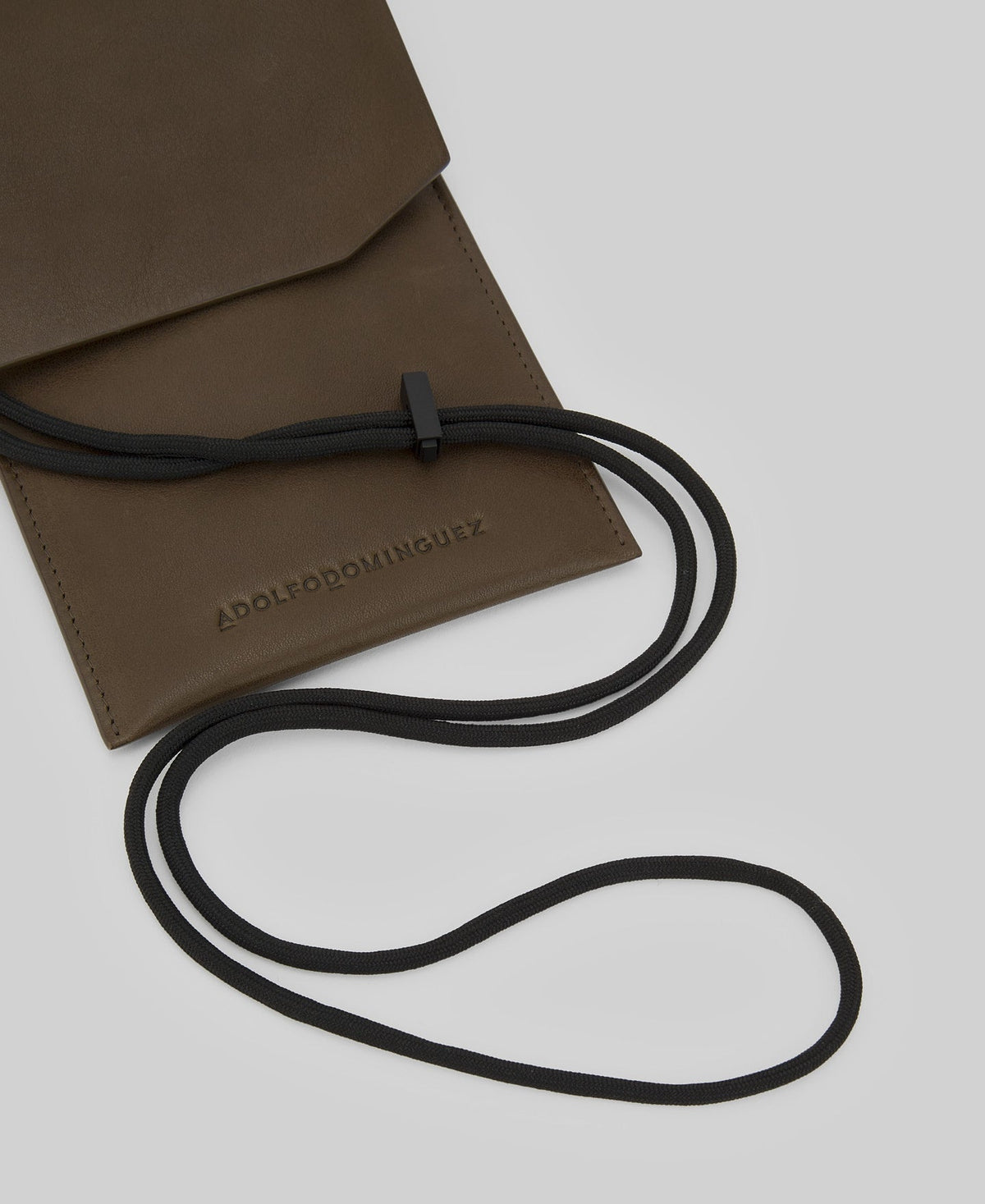 Leather mobile phone holder man in dark green