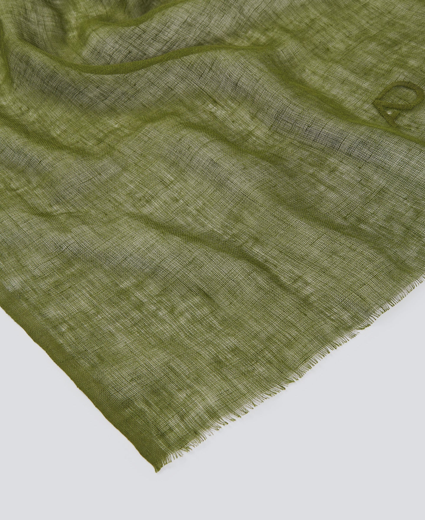 Olive Green European Linen Scarf