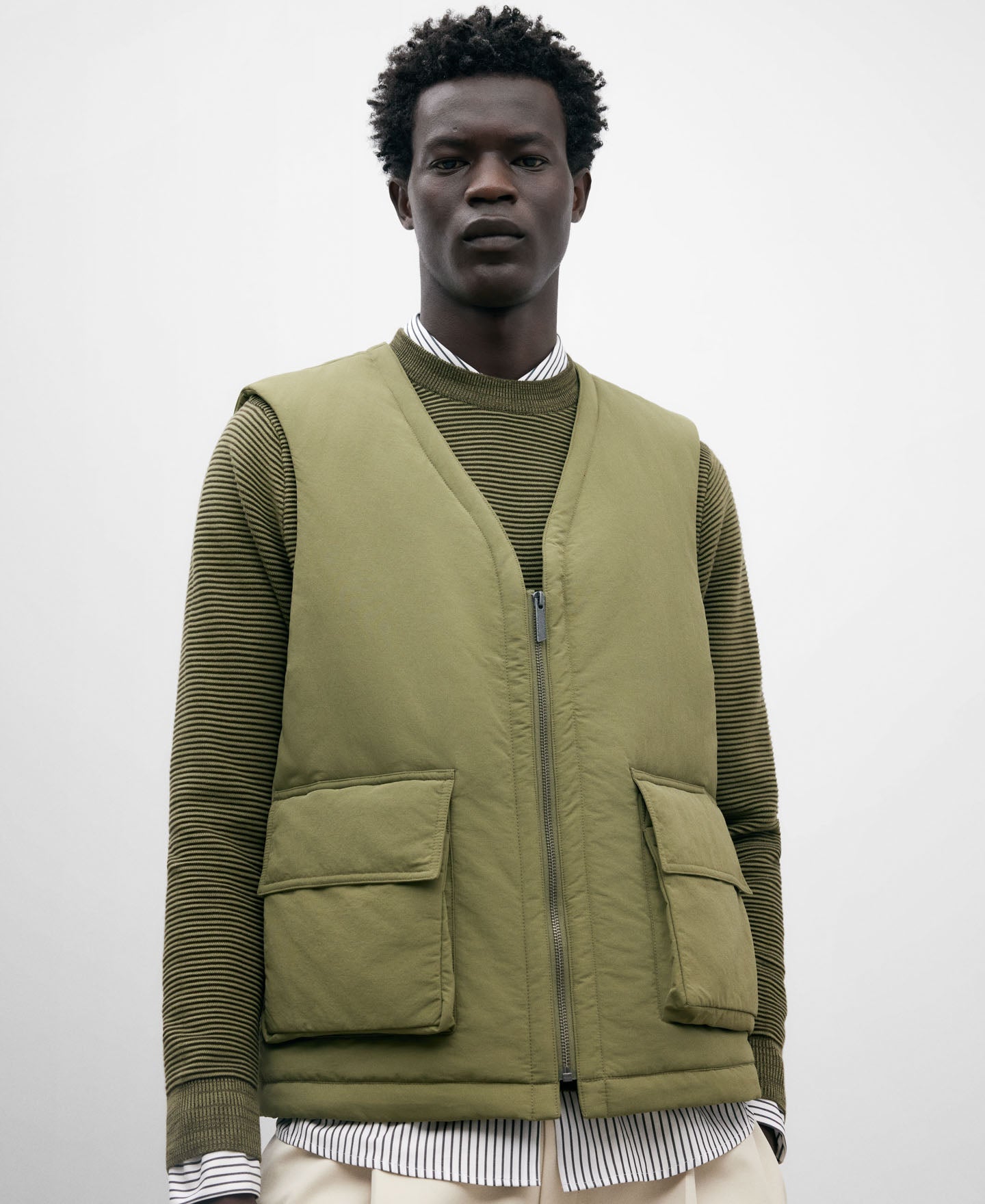 Padded Khaki Waistcoat