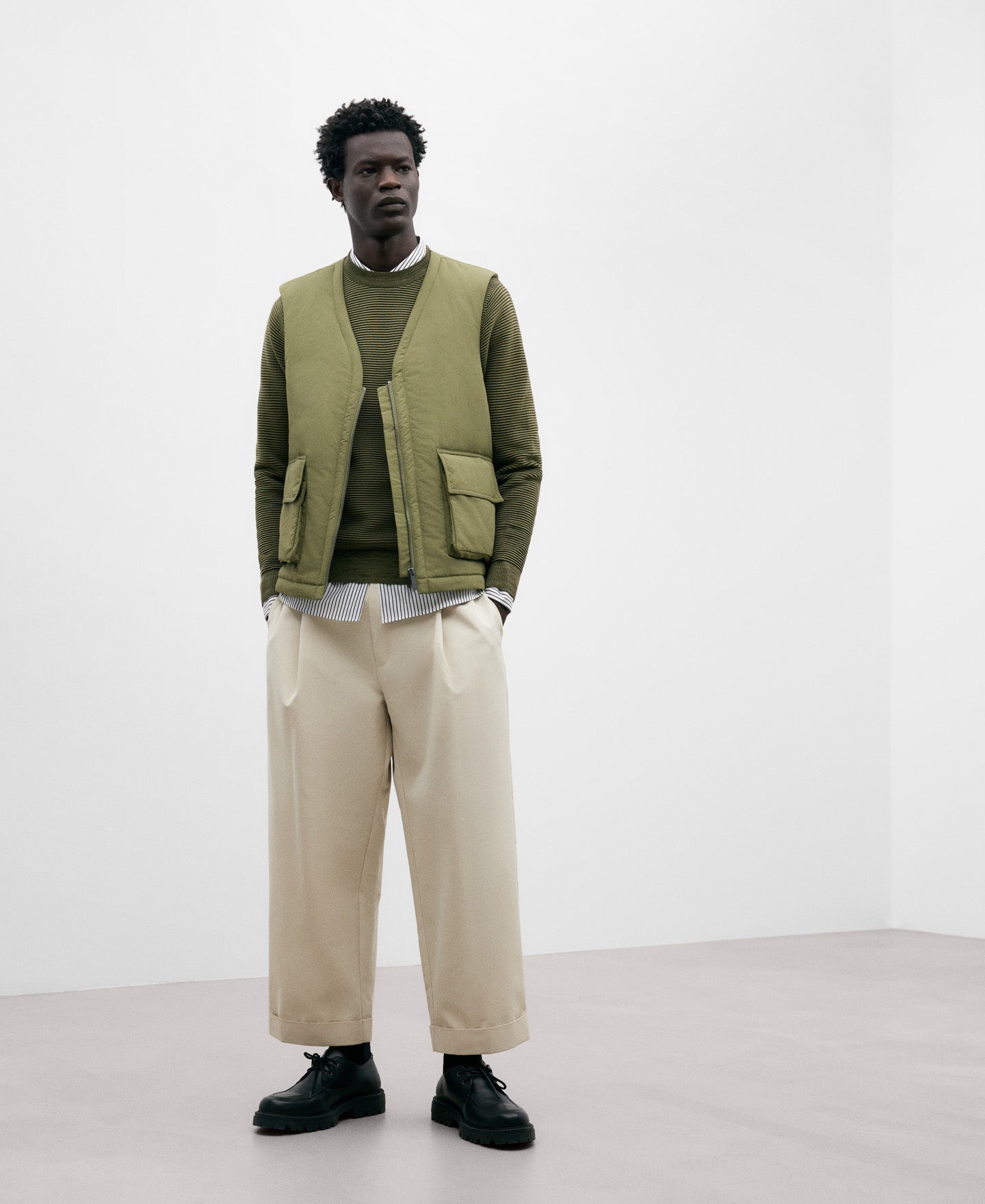 Padded Khaki Waistcoat