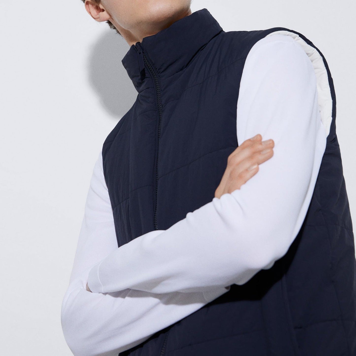 White/Navy Reversible Padded Nylon Vest