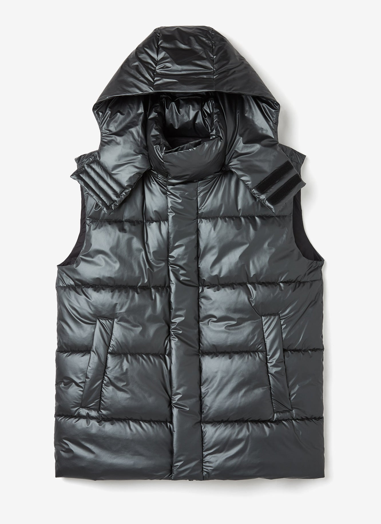 Grey Padded Waistcoat With Hood