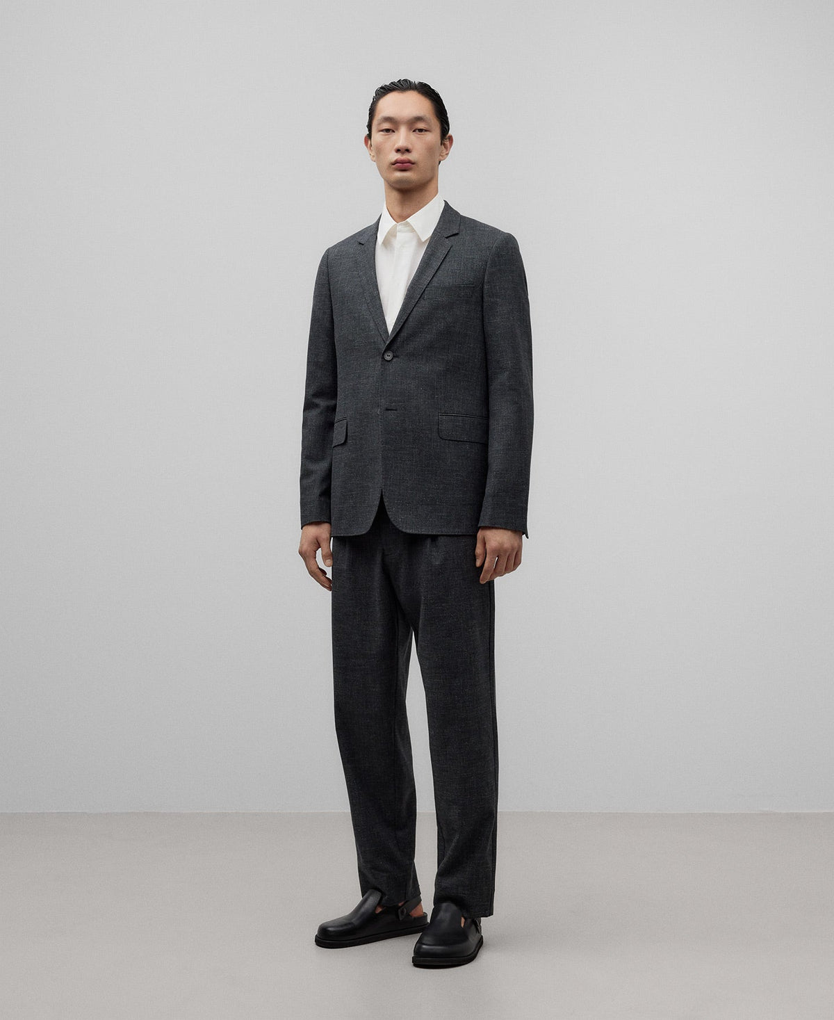Regular fit melange gray blazer man in grey melange