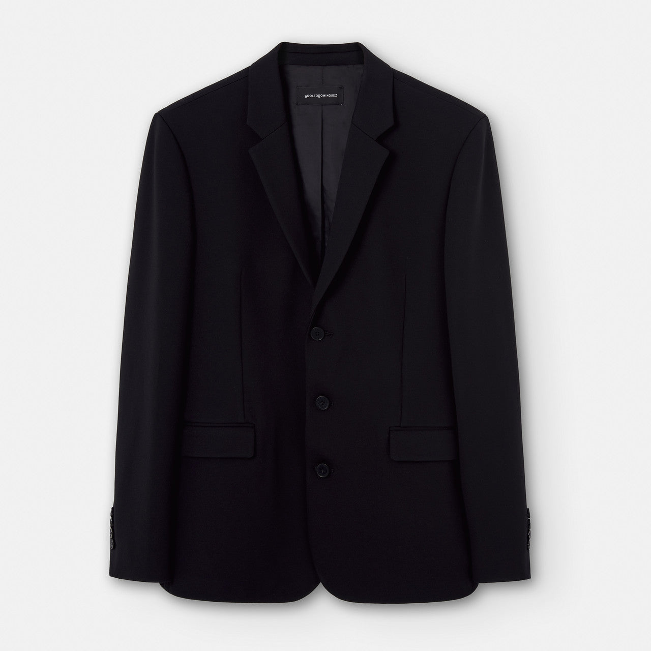 Black Three Button Blazer In Viscose Fabric