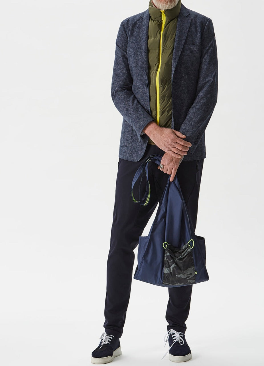 Navy Blue Jacket With Micromotif And Patch Pocket