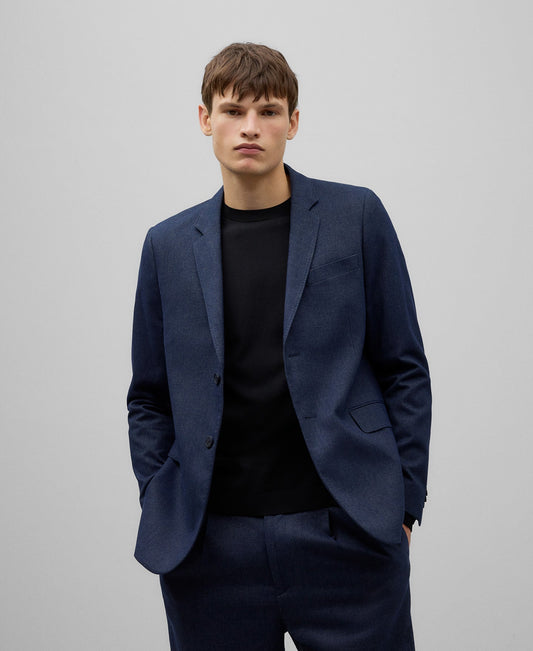 Navy blue cotton blazer man in navy blue