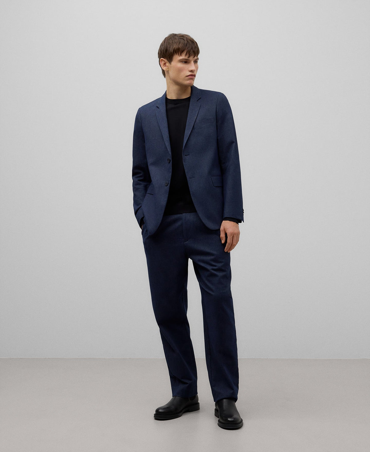 Navy blue cotton blazer man in navy blue