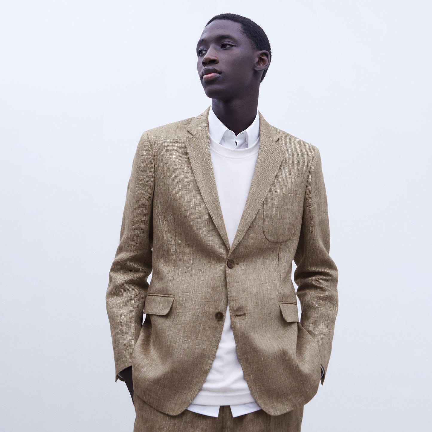 European Linen Two Button Blazer