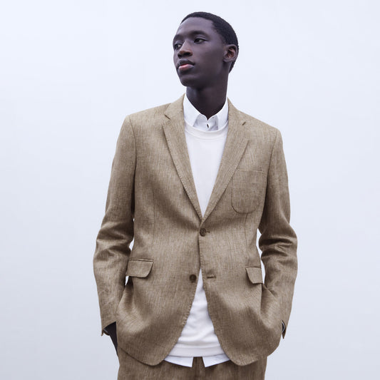 European Linen Two Button Blazer