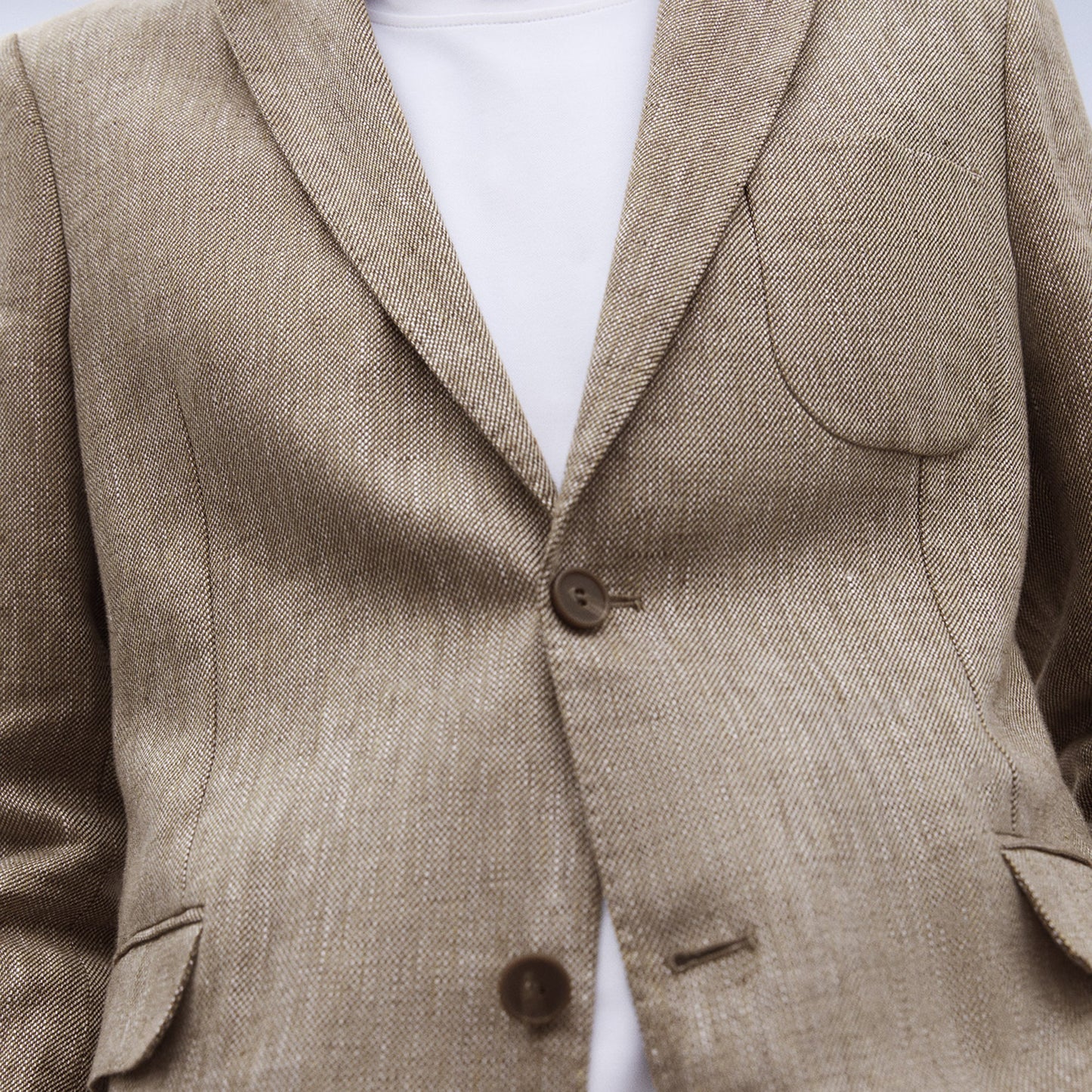 European Linen Two Button Blazer
