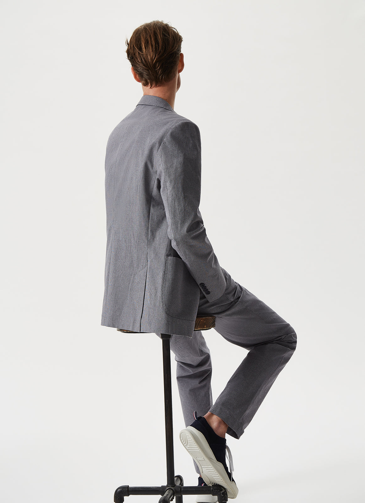 Grey/Black Houndstooth Linen Jacket