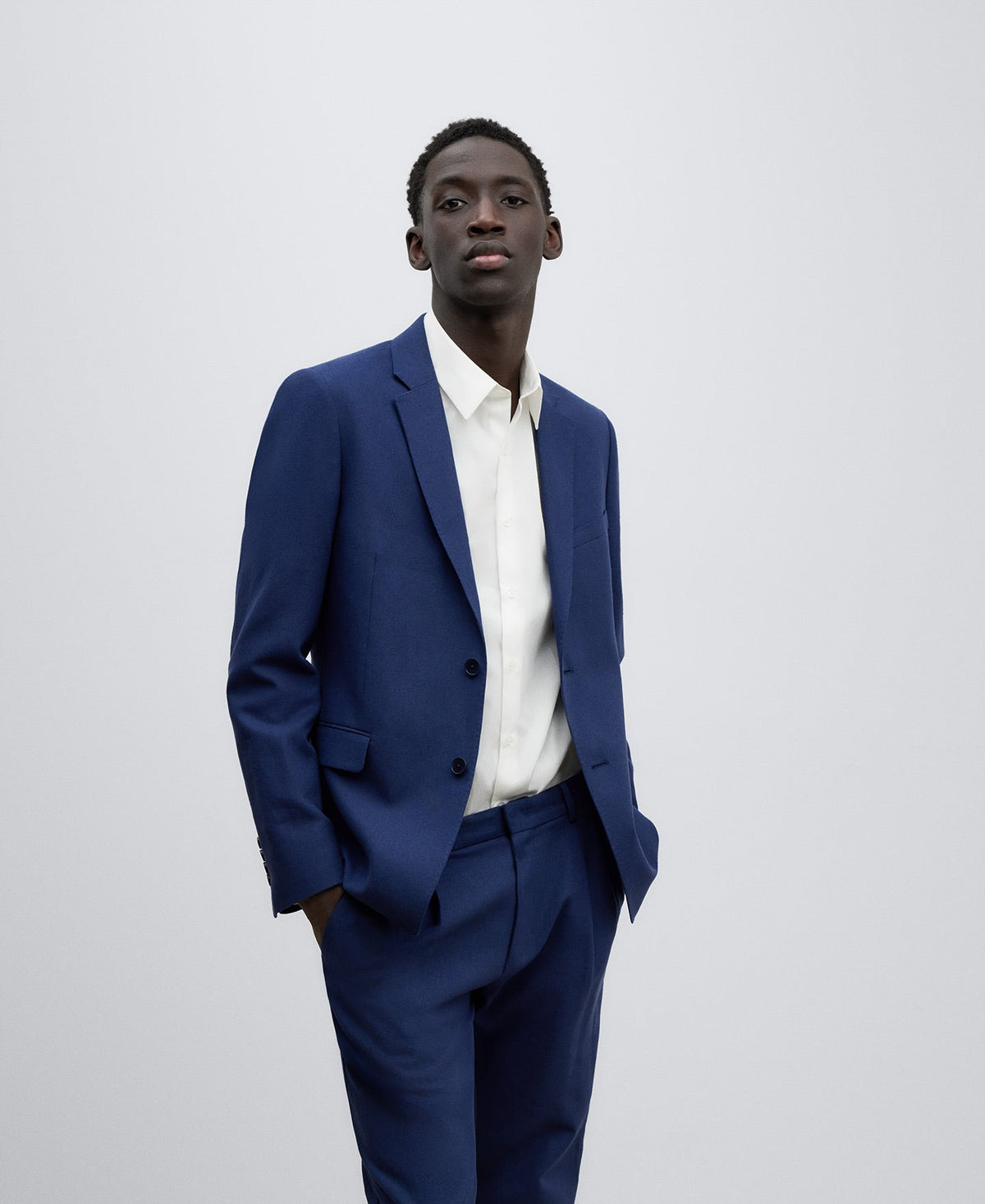 Navy Blue Navy Blue Linen-Cotton Blazer