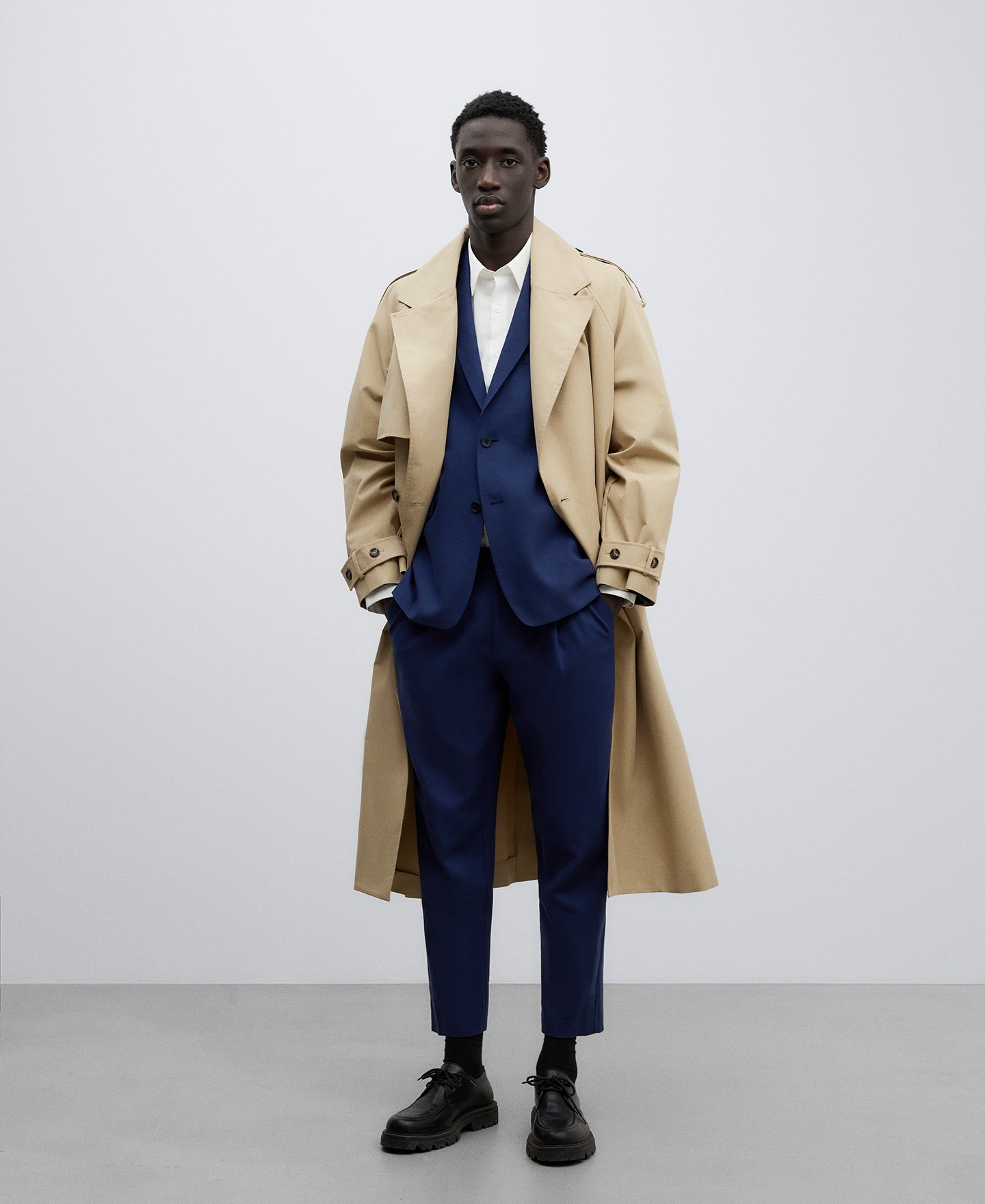 Navy Blue Navy Blue Linen-Cotton Blazer