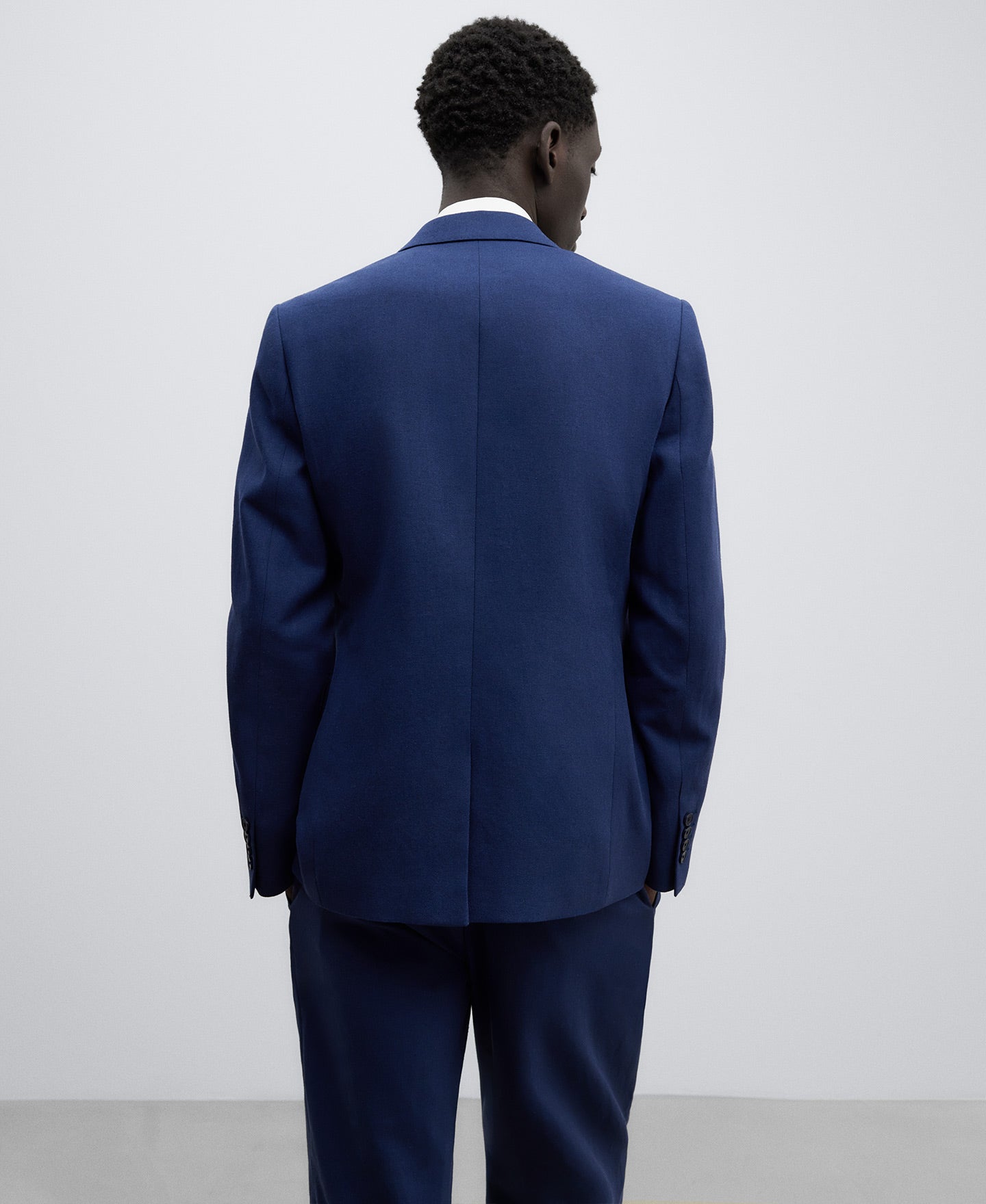 Navy Blue Navy Blue Linen-Cotton Blazer