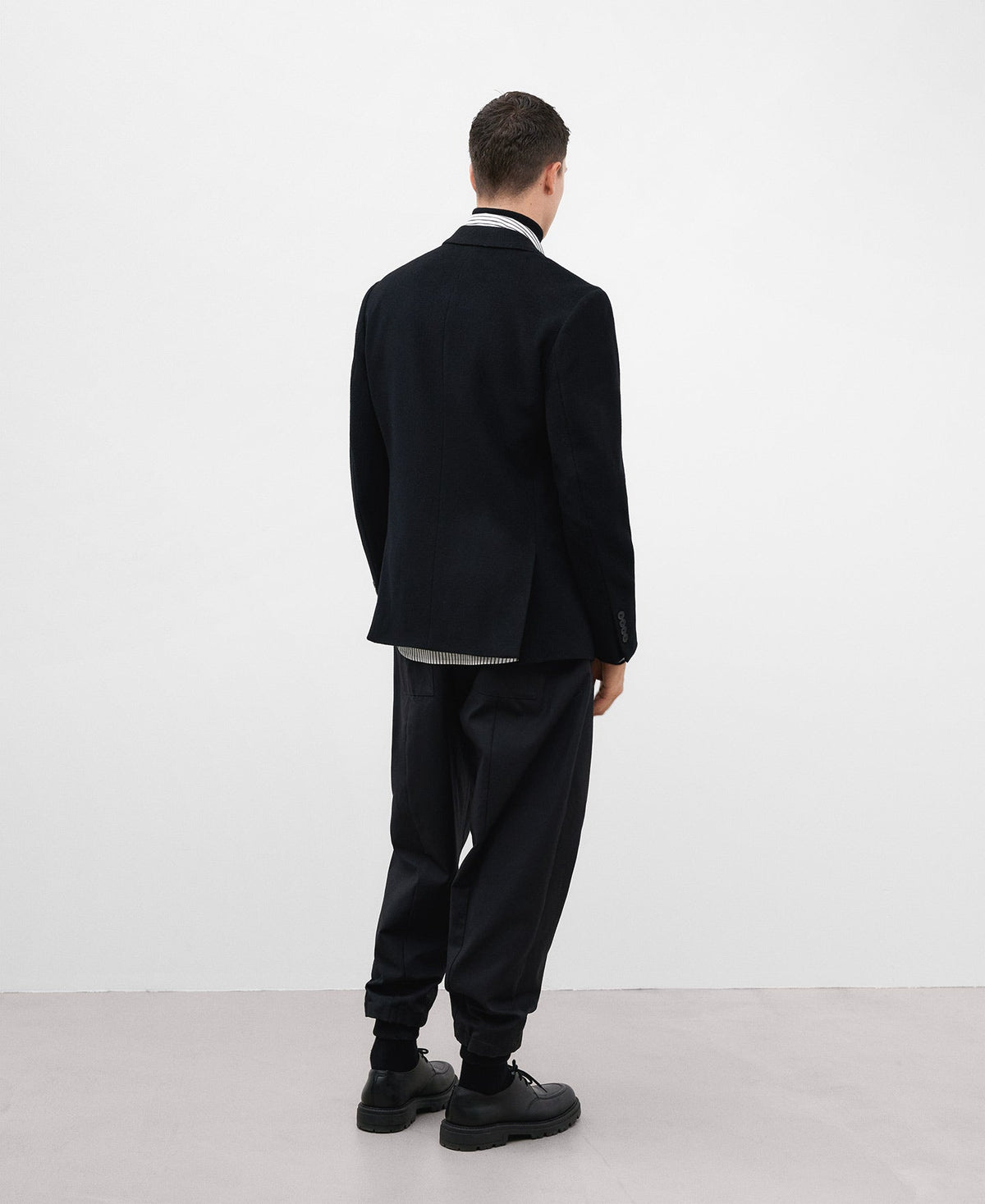 Black Merino Wool Blazer For Men