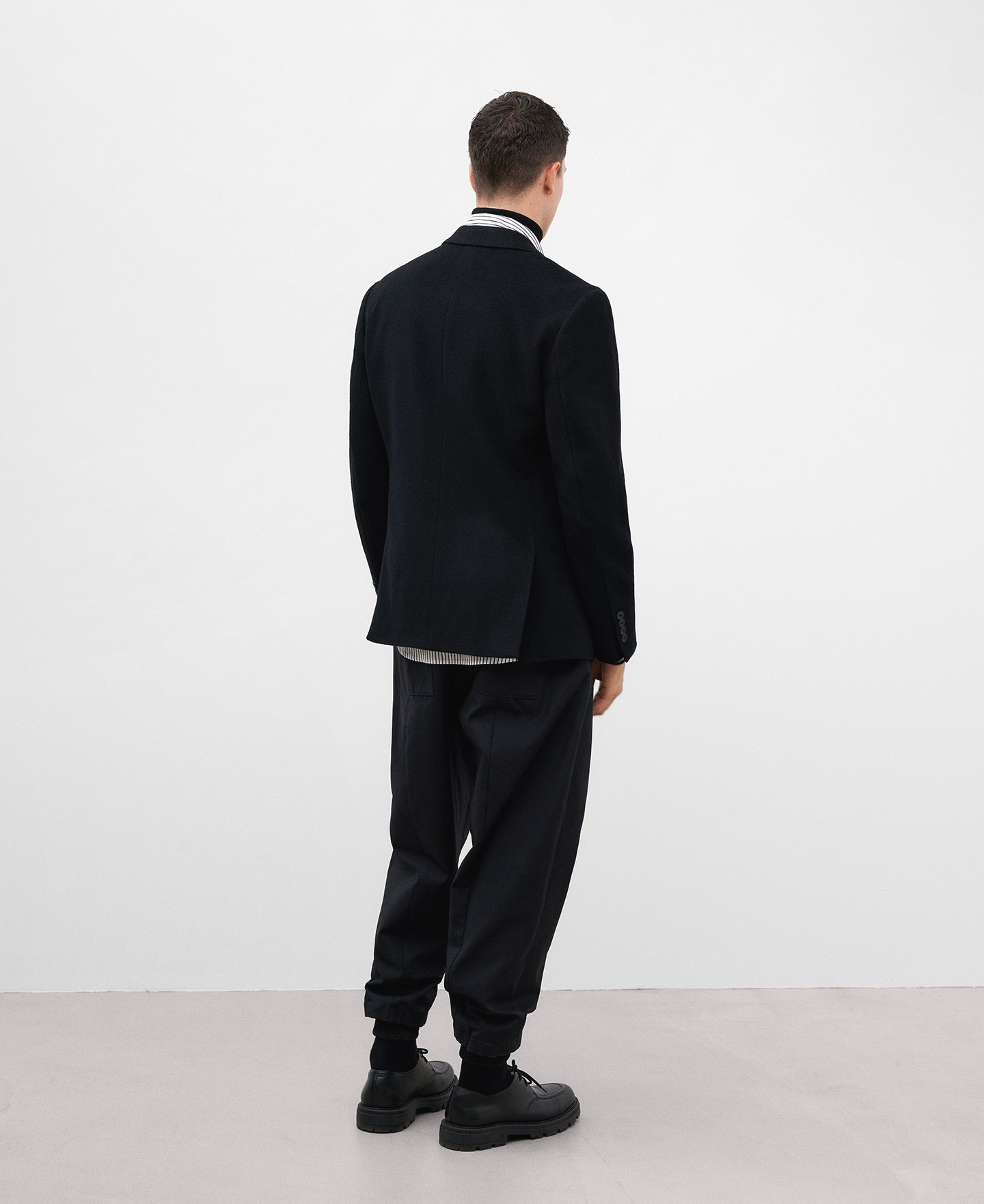 Black Merino Wool Blazer For Men