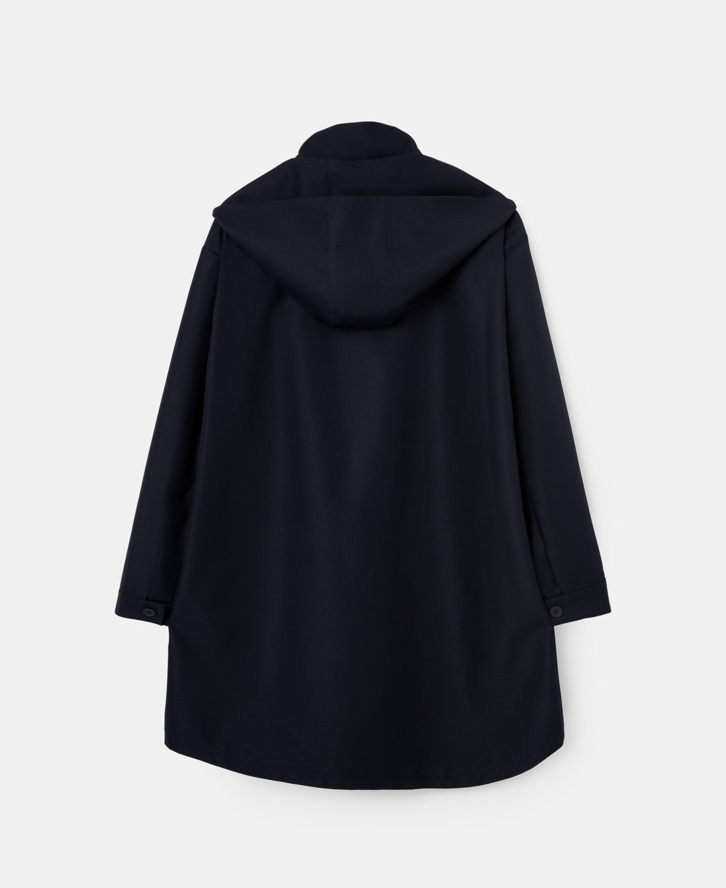 Navy Blue Mandarin Collar Parka With Hood