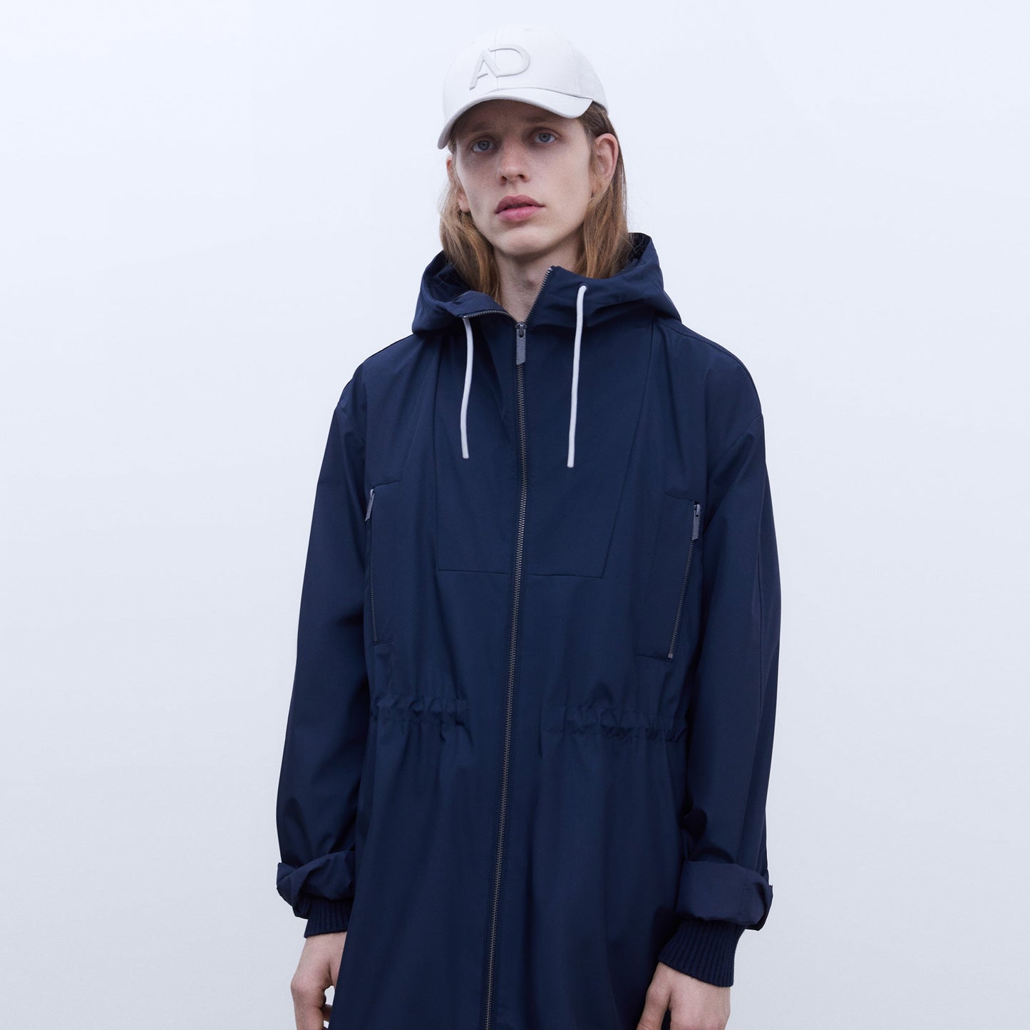 Navy Blue Nautic Hooded Parka