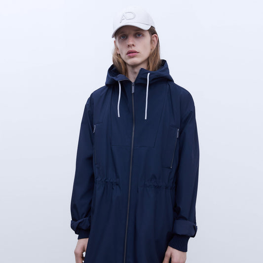 Navy Blue Nautic Hooded Parka