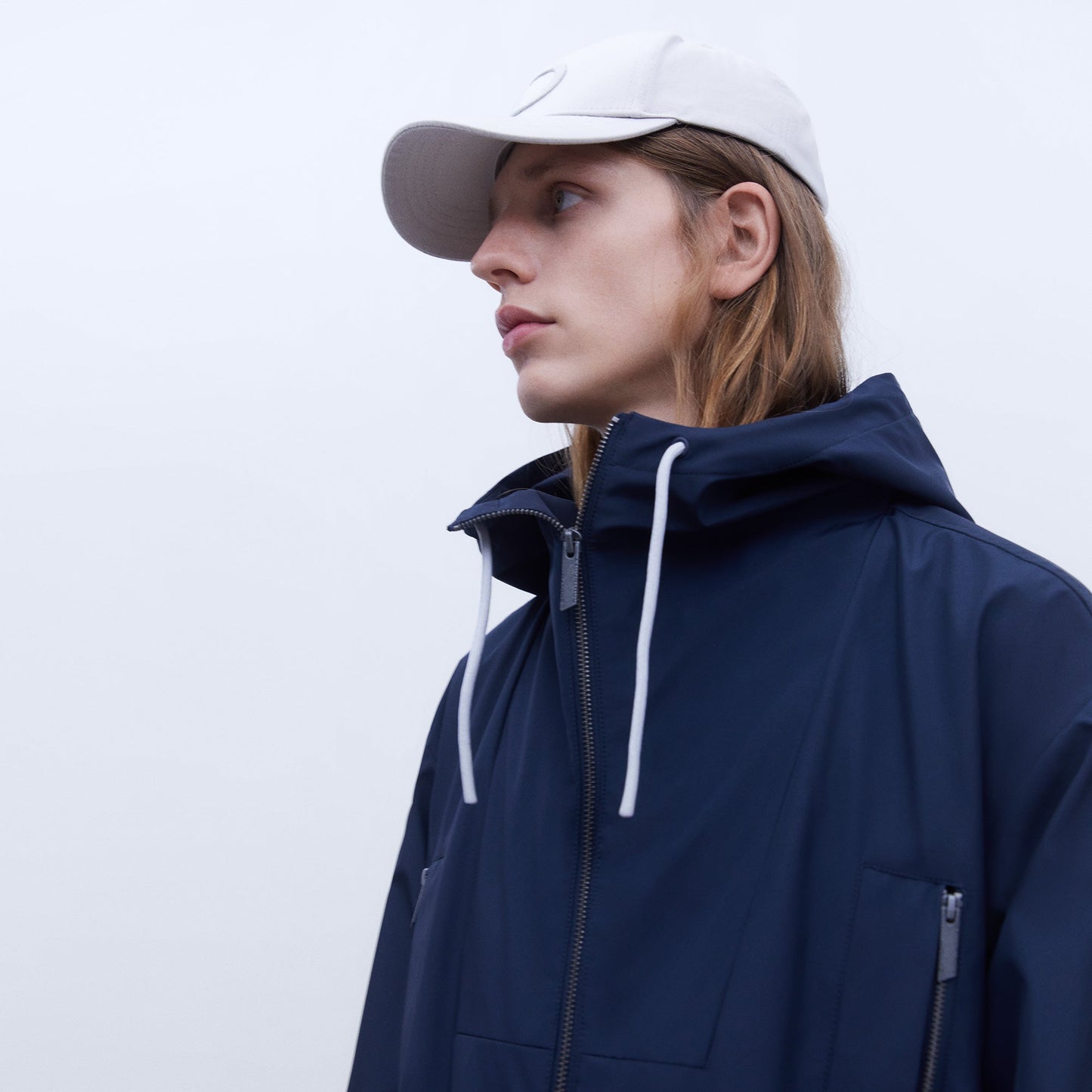 Navy Blue Nautic Hooded Parka