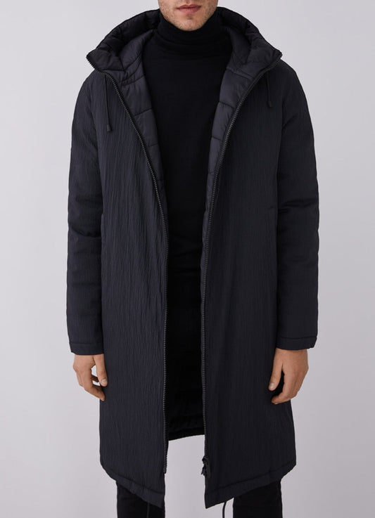 Black Long Wrinkled Parka