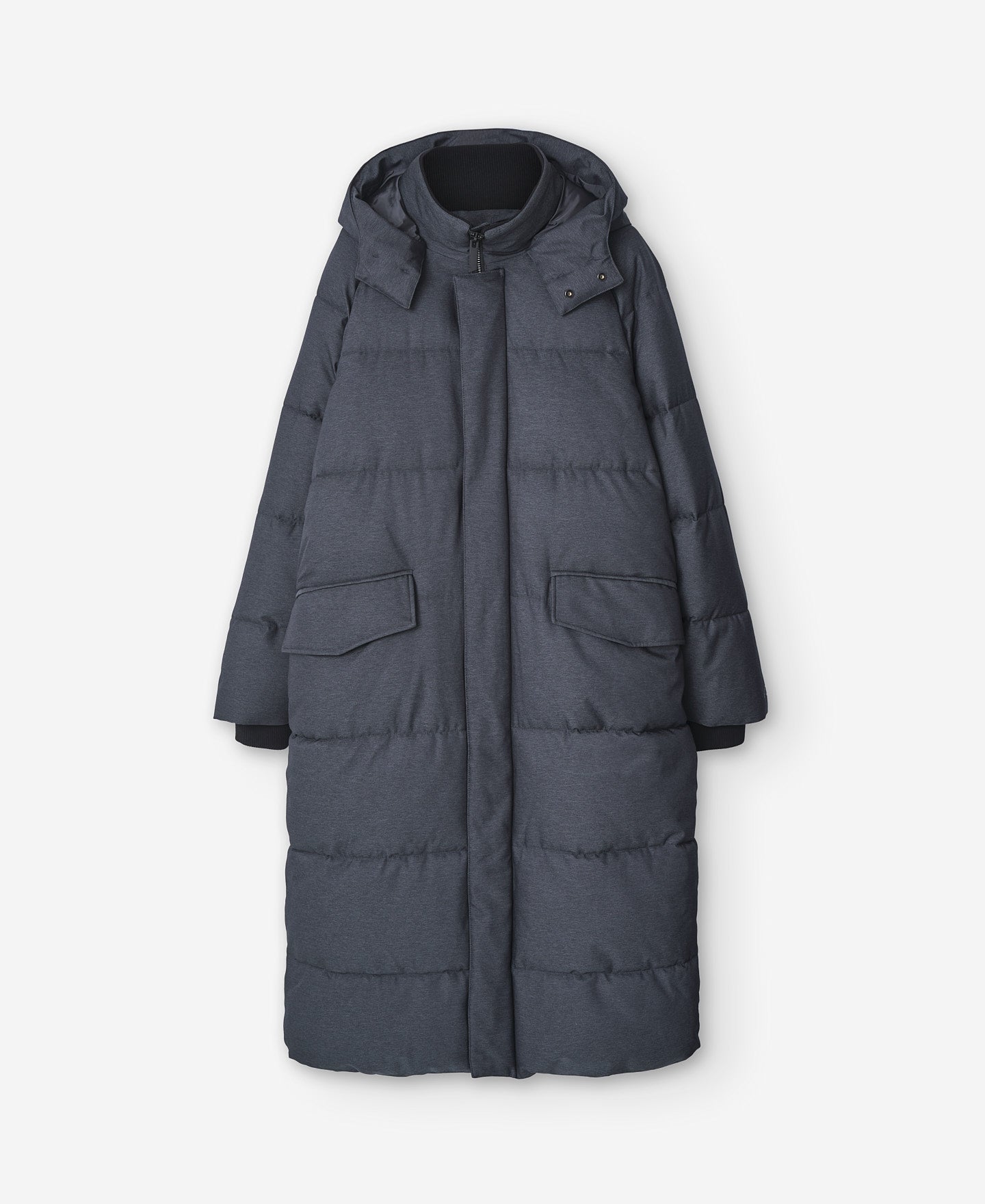 Melange Grey Long Padded Jacket For Men