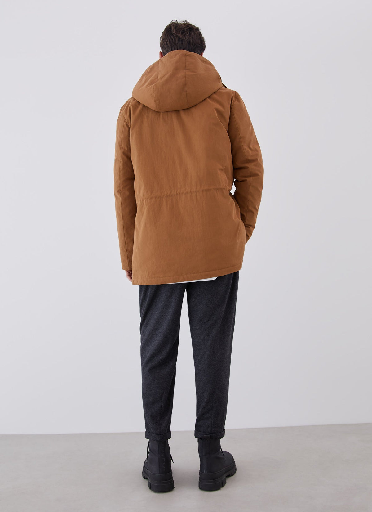 Mustard Cotton Padded Parka With Hood