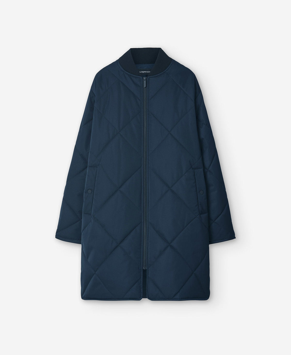 Long Padded Navy Blue Jacket For Men
