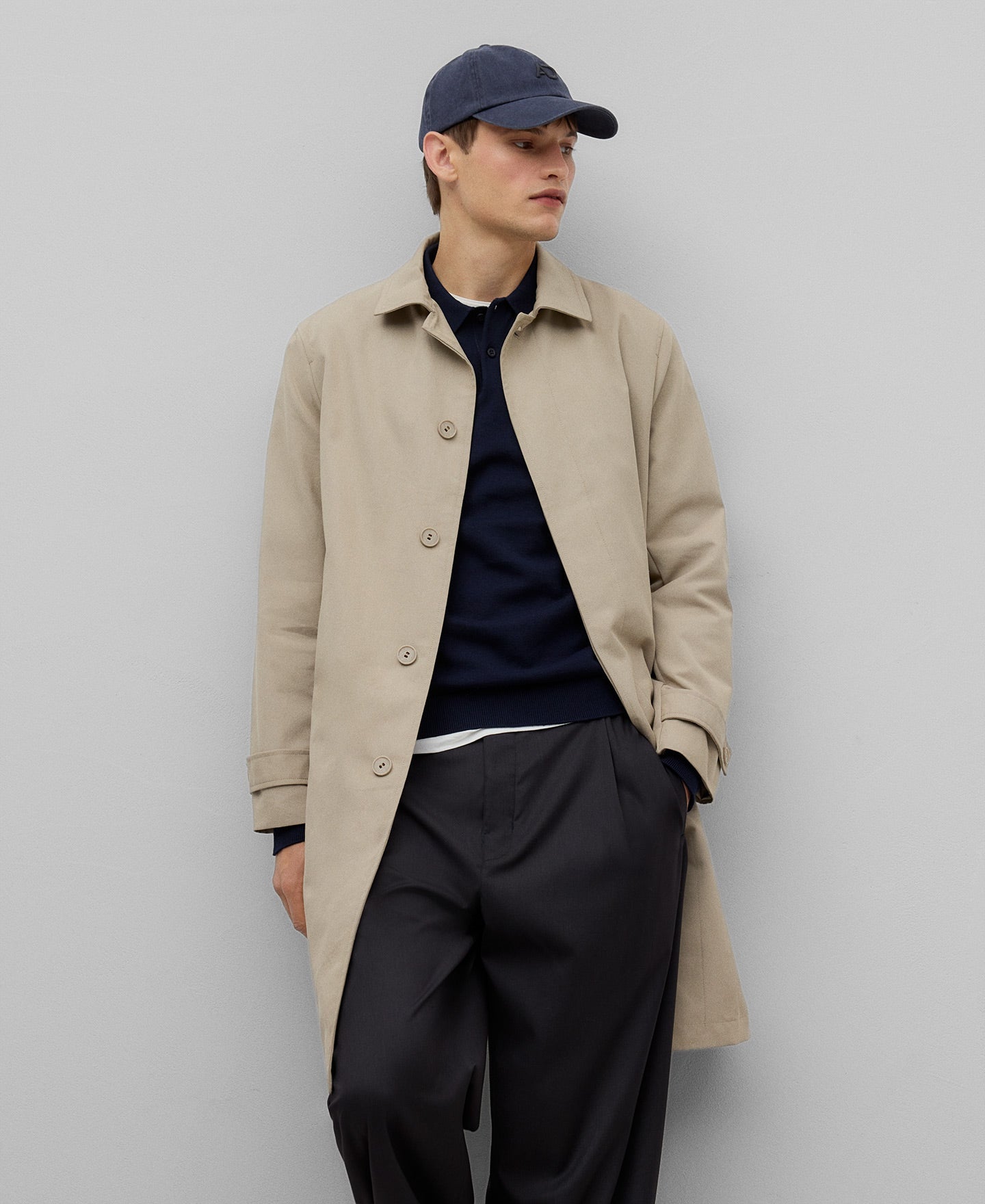 Mackintosh Type Trench Coat for Men in Natural