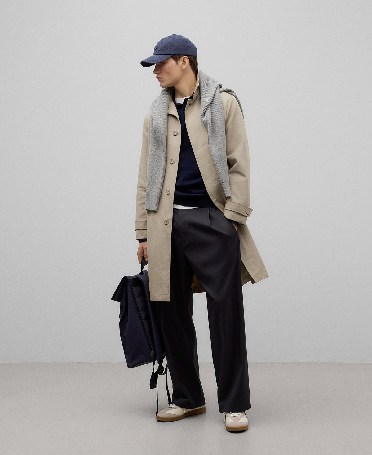 Mackintosh Type Trench Coat for Men in Natural