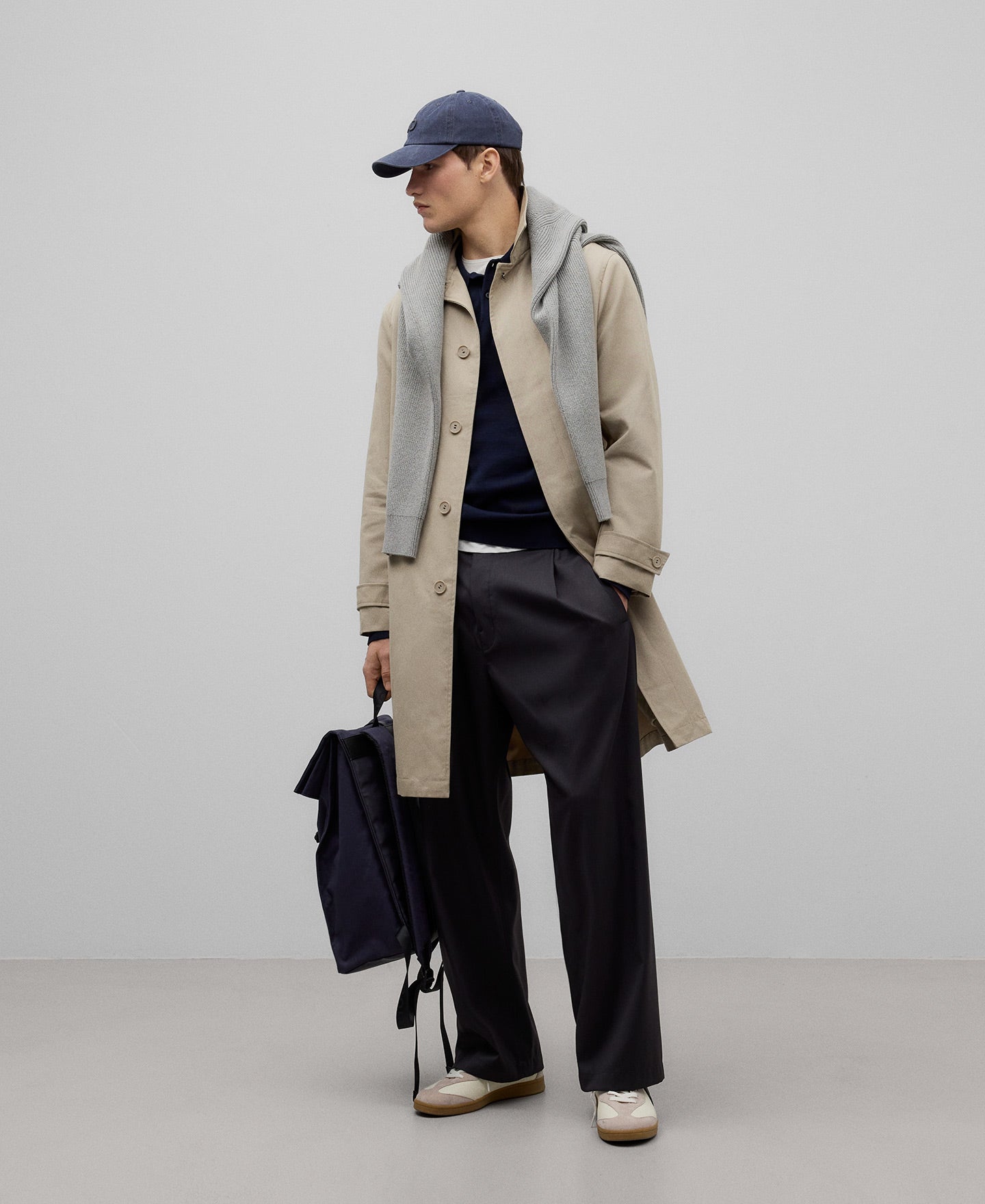 Mackintosh Type Trench Coat for Men in Natural