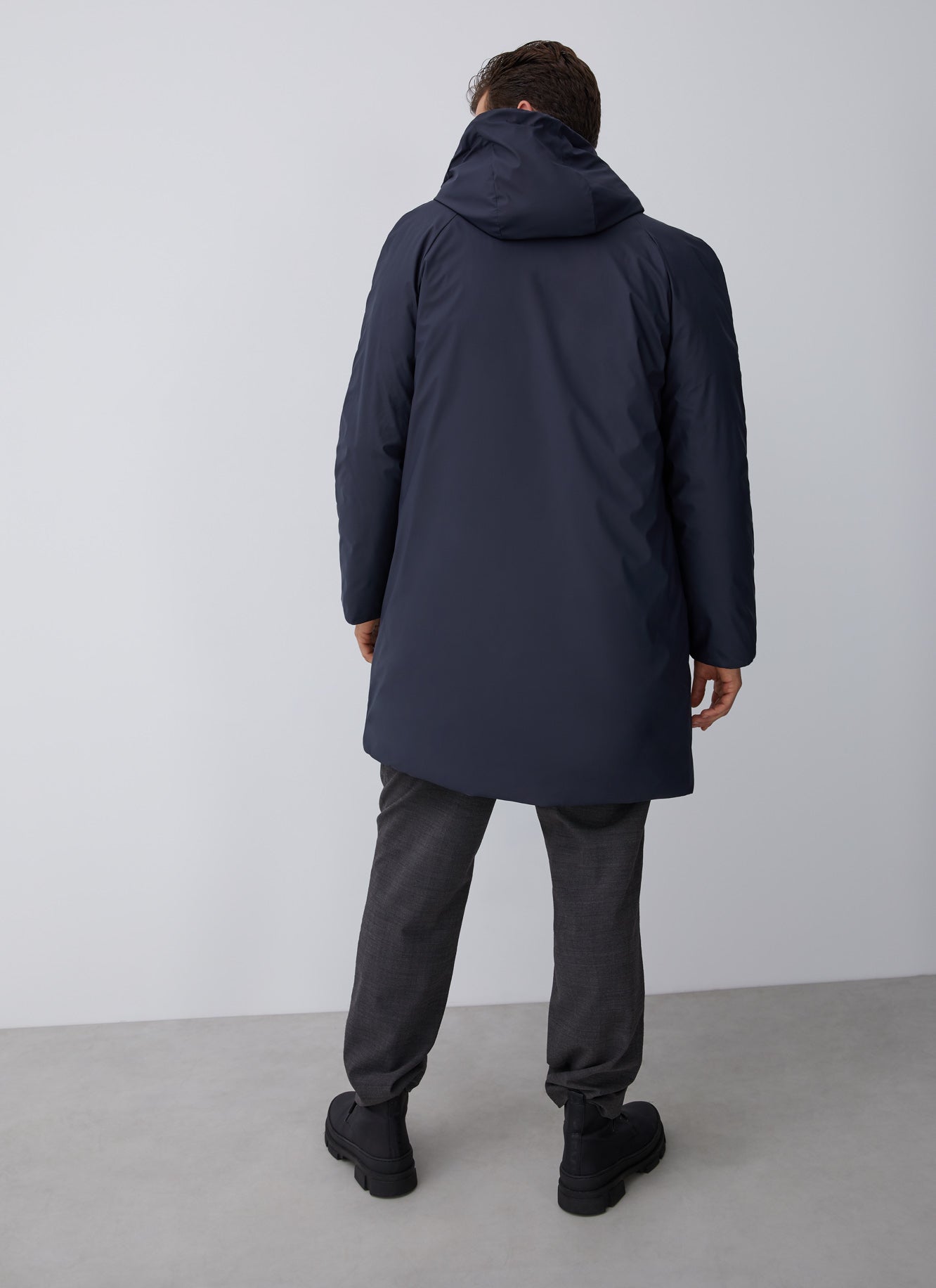 Navy Blue Padded And Gummed Parka